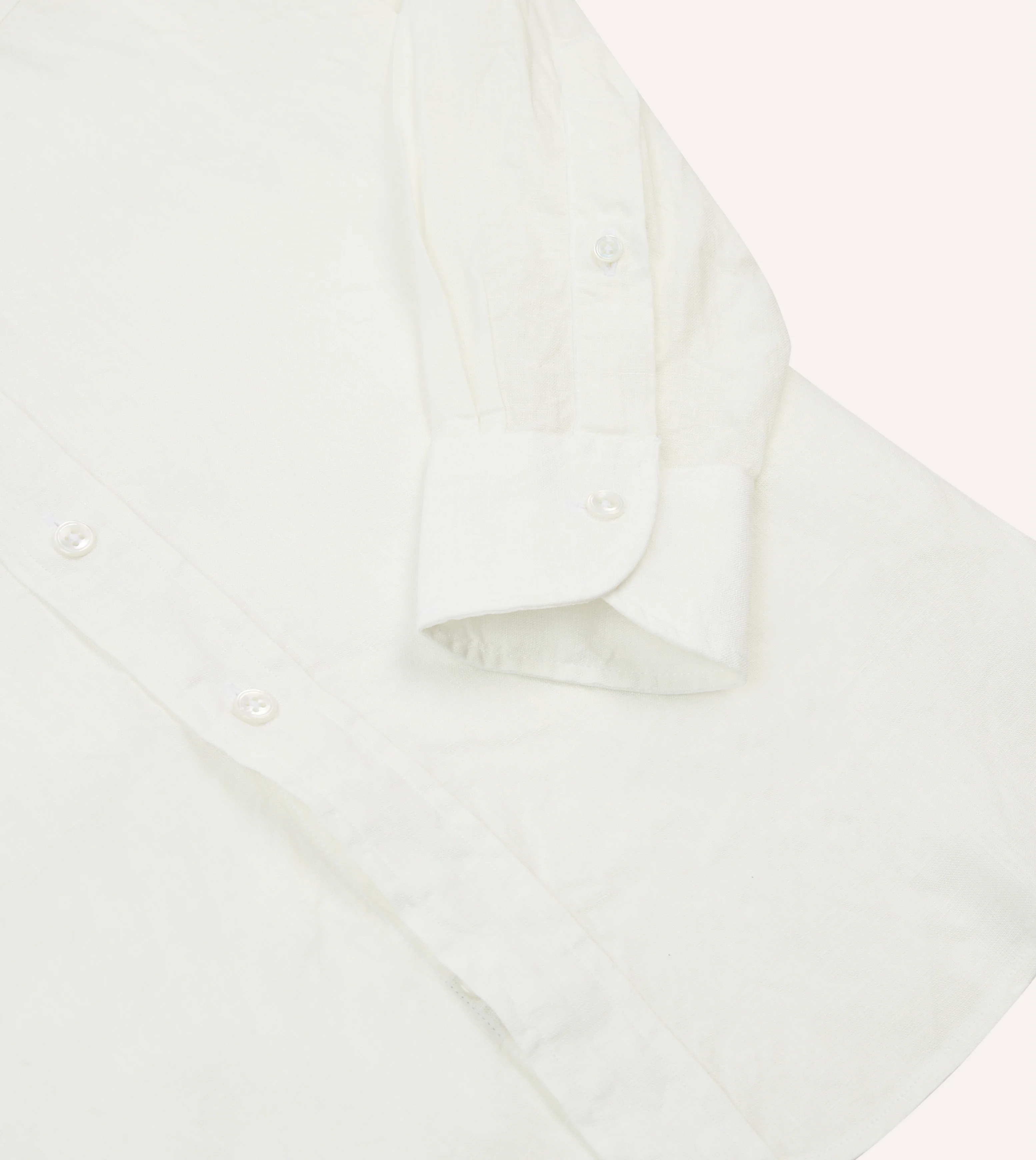 Ecru Linen Long Point Collar Shirt - Image 5