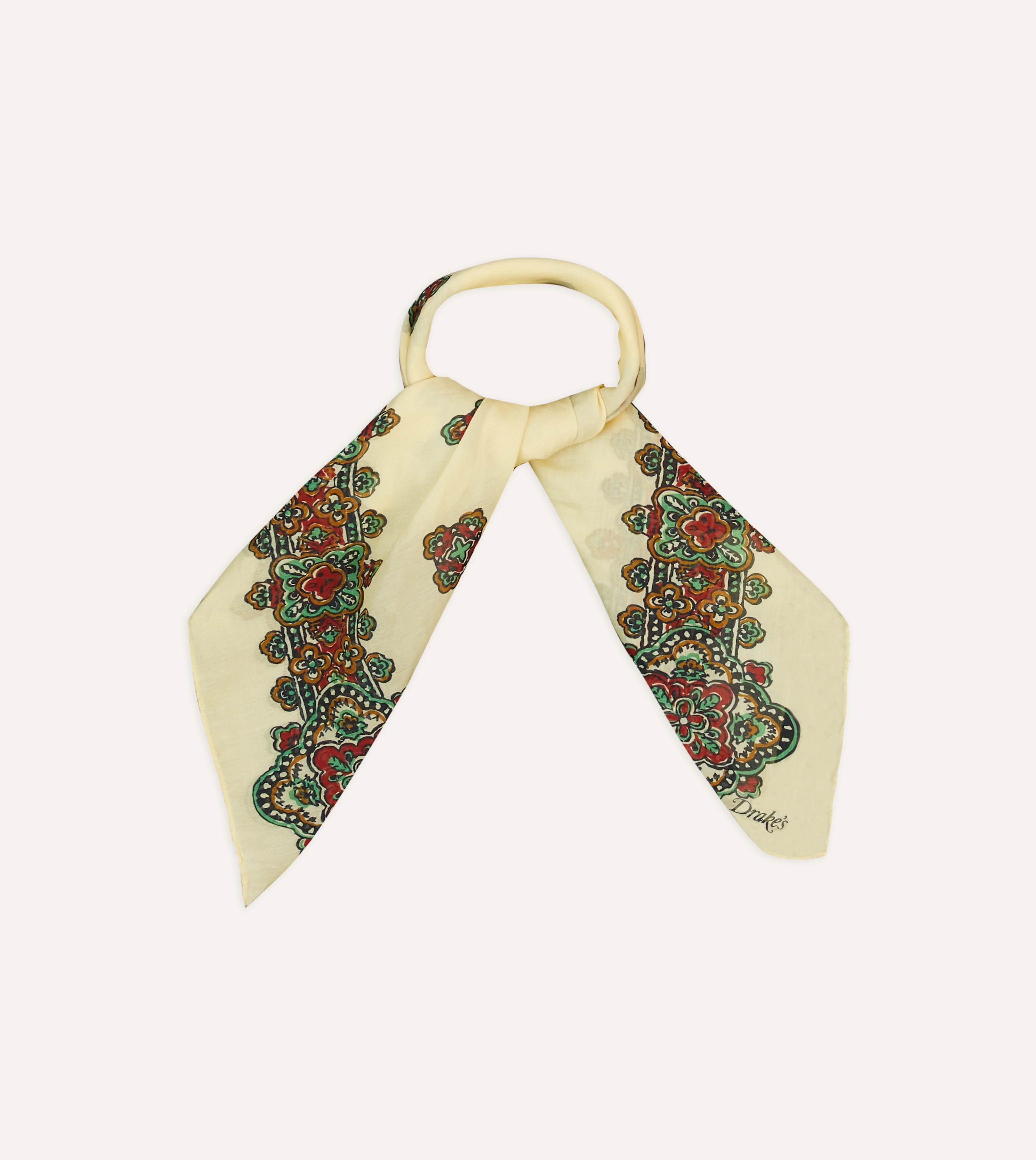 Ecru Medallion Print Cotton-Silk Bandana - Image 5