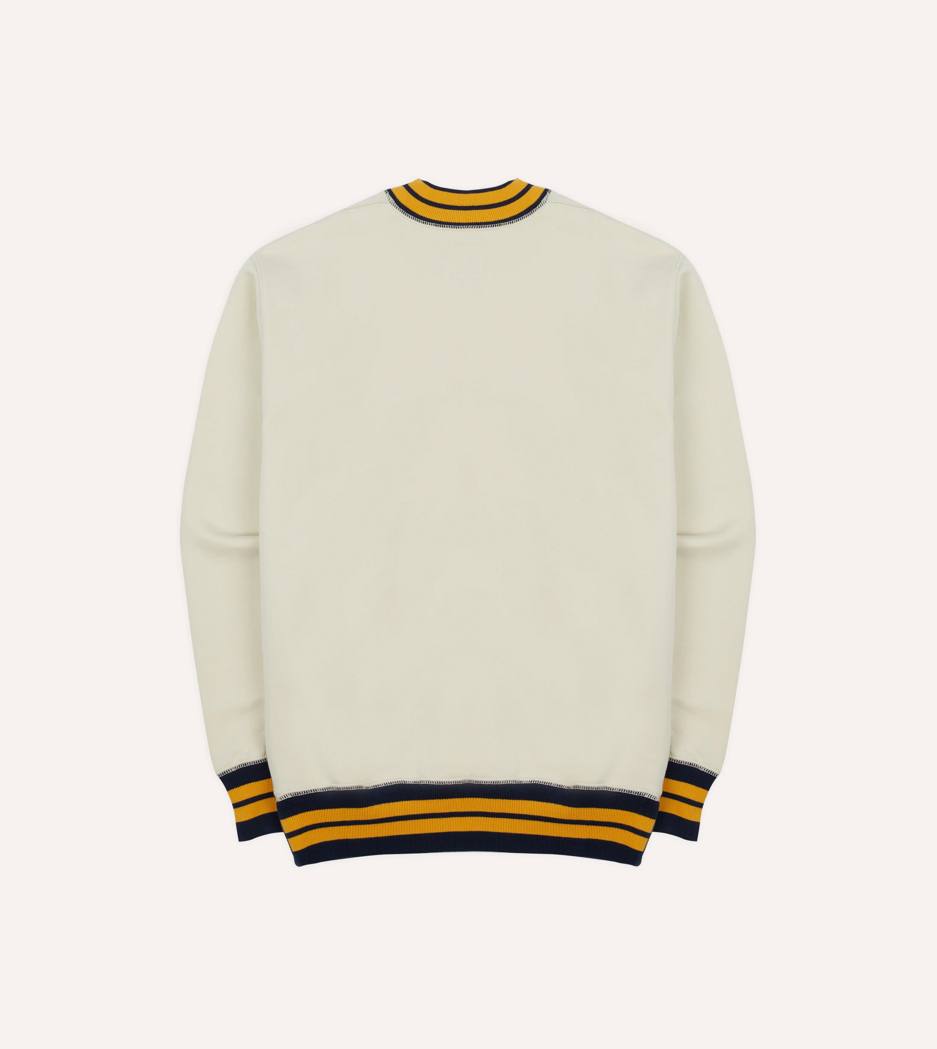 Ecru, Navy and Yellow Striped Rib Cotton Jersey Sweatshirt - Image 5