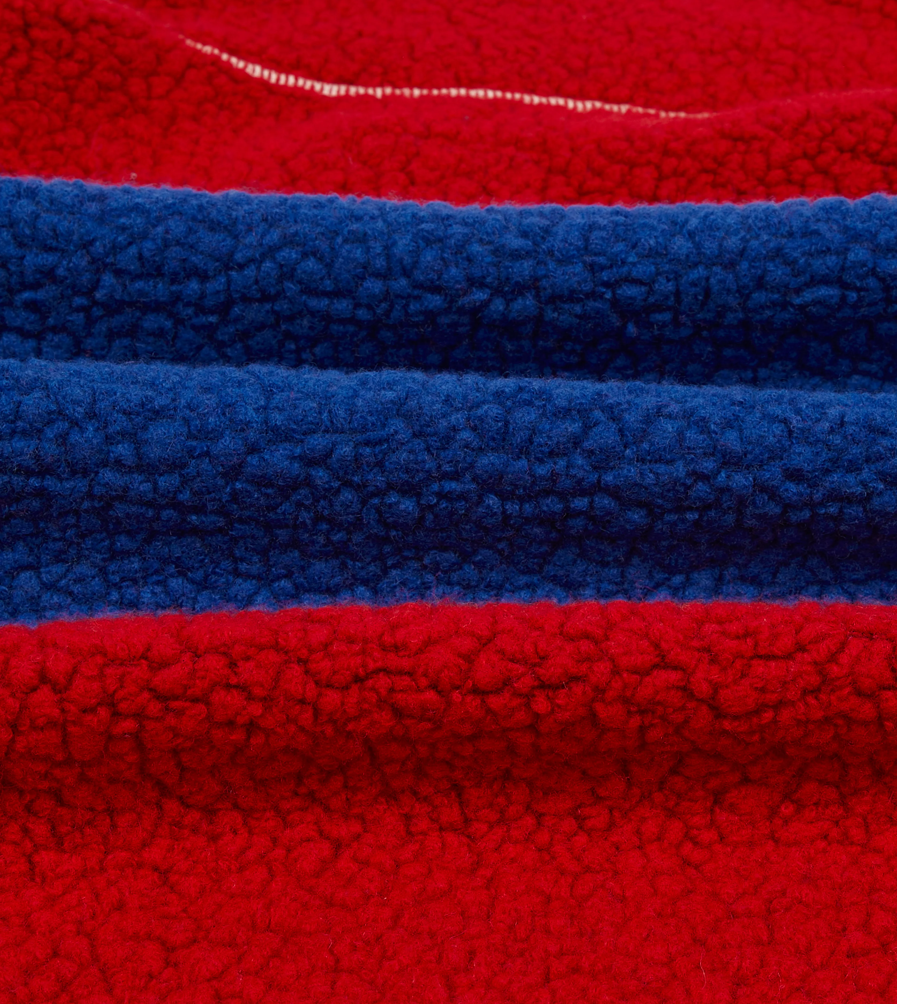 Ecru, Red and Blue Boucle Wool Zip Fleece Jacket - Image 2