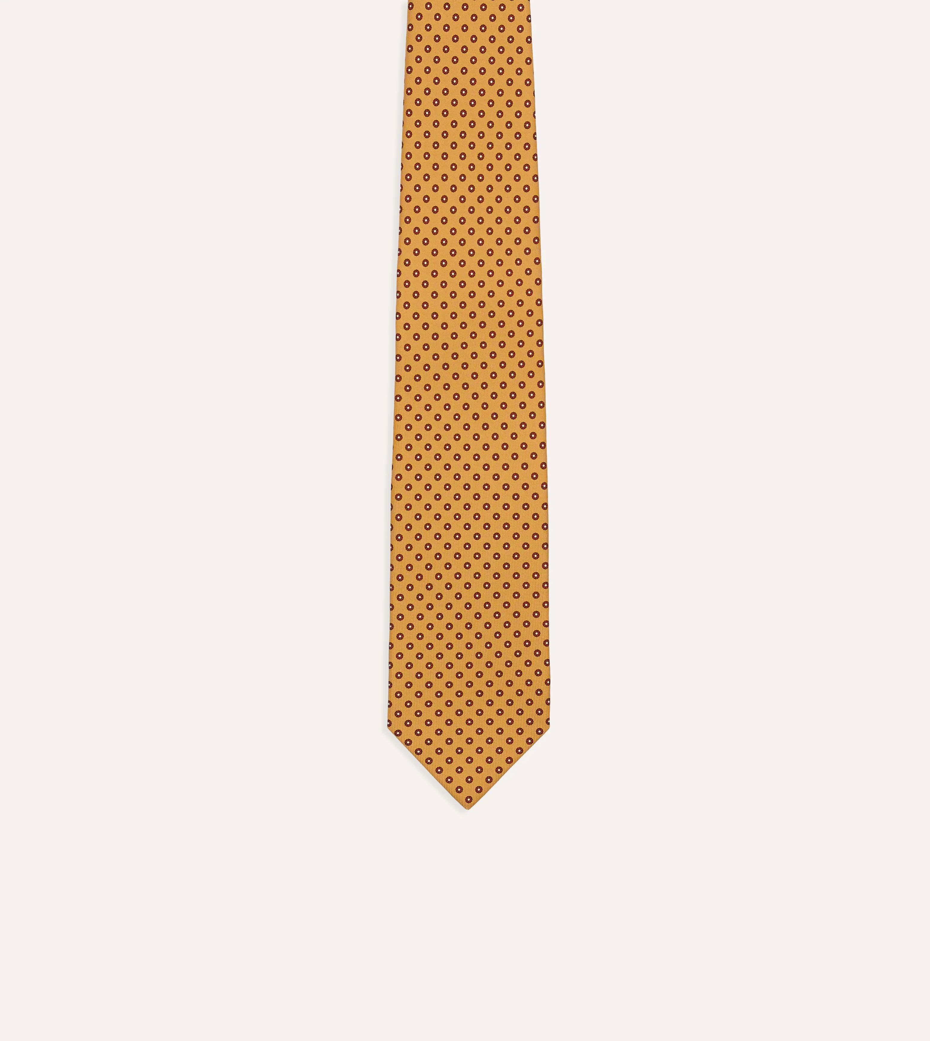 Gold Flowers Print Silk Self Tipped Tie - Image 3