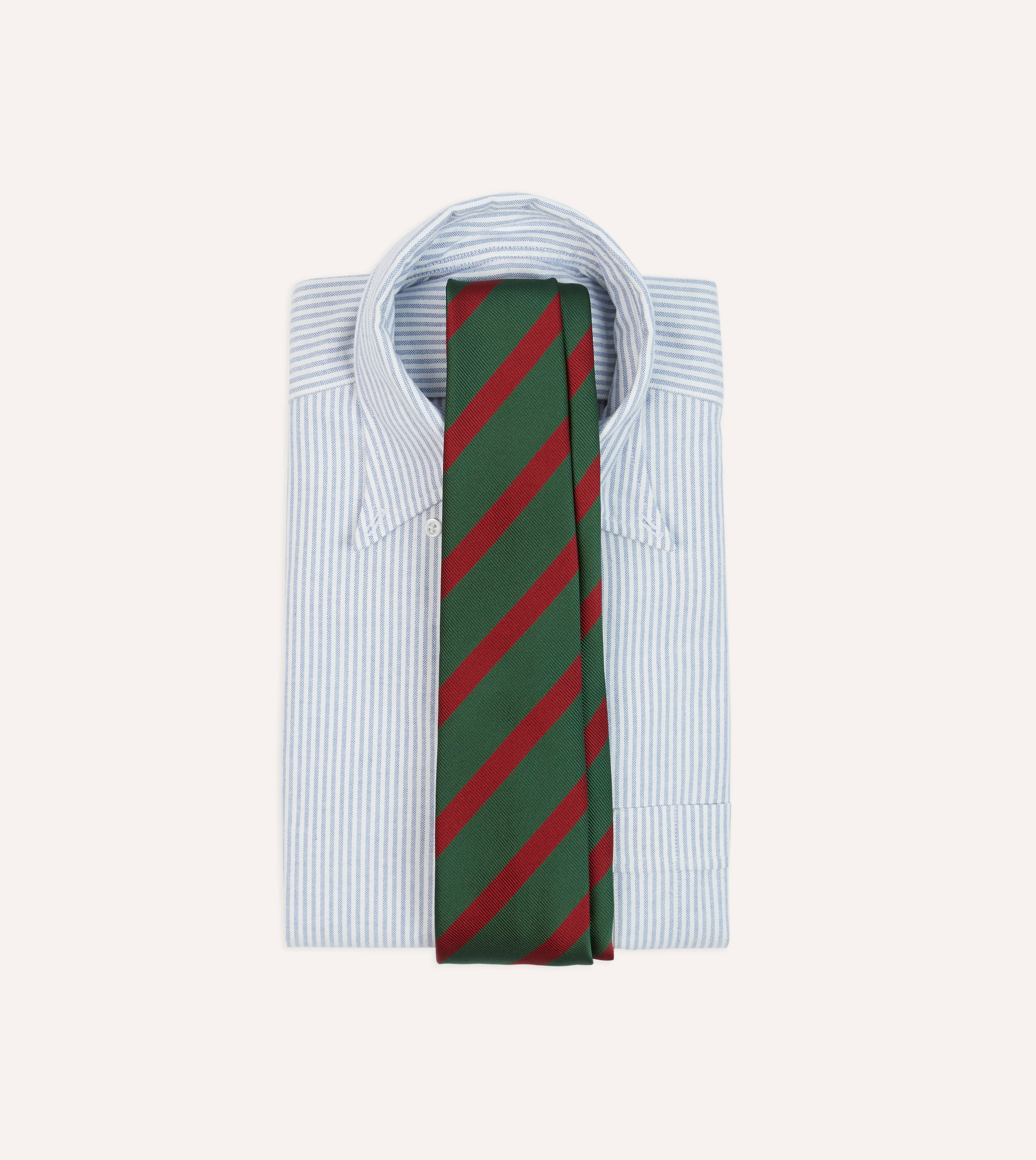 Green and Red Dual Stripe Mogador Silk Tipped Tie - Image 2