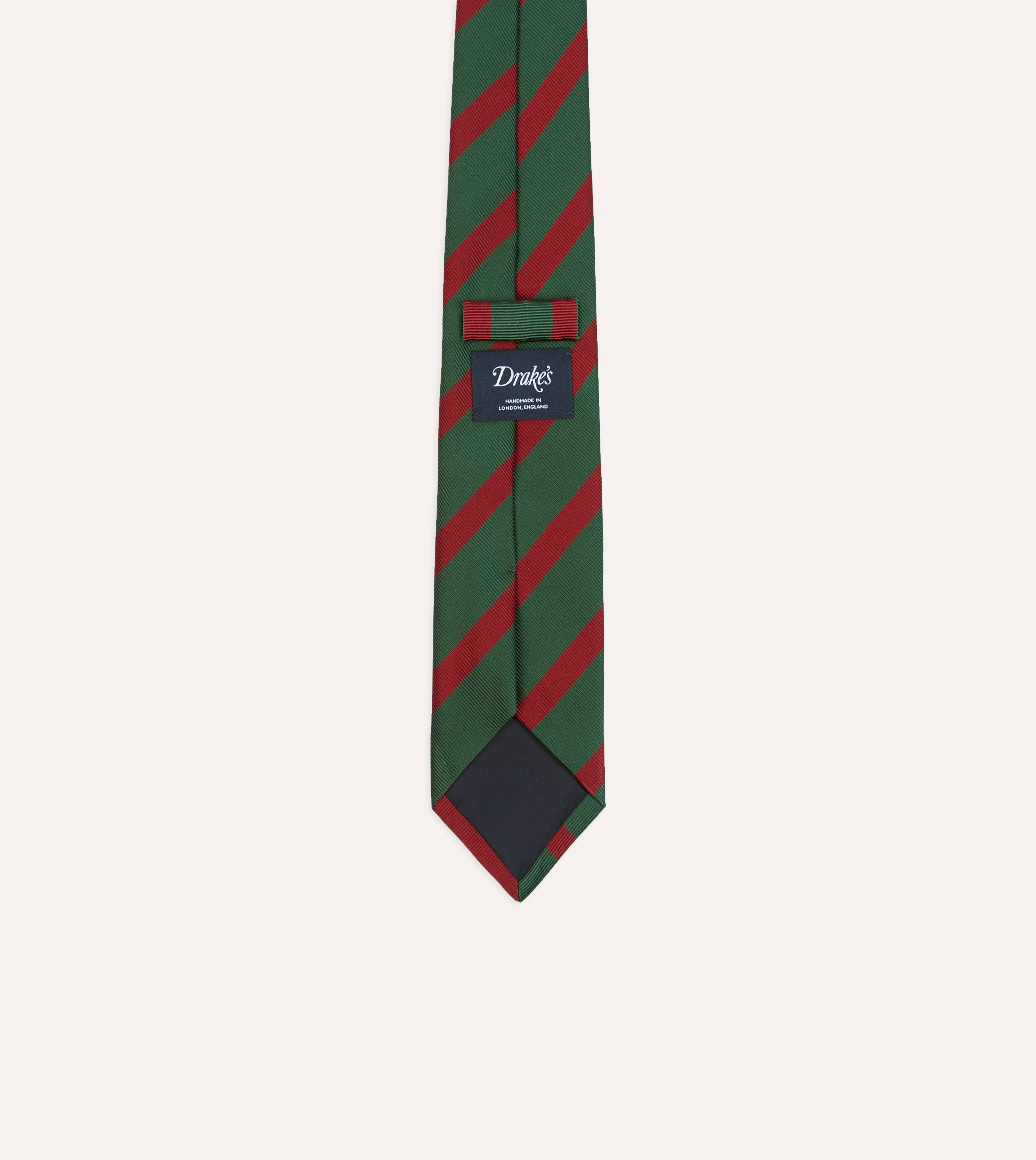 Green and Red Dual Stripe Mogador Silk Tipped Tie - Image 4