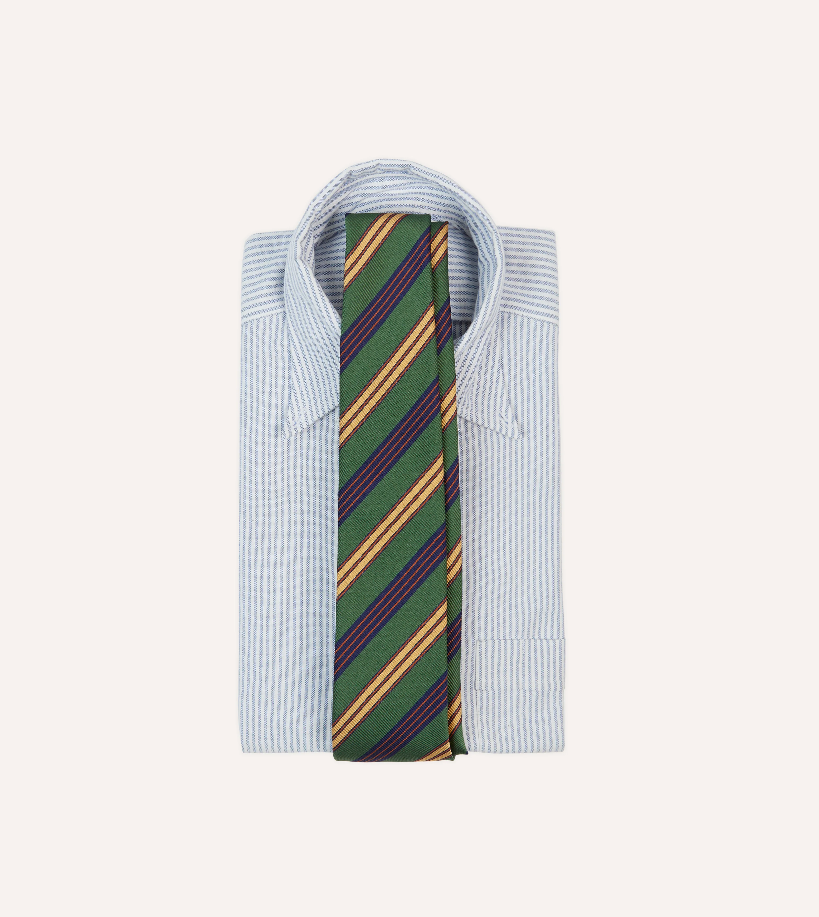 Green and Red Triple Stripe Repp Silk Tipped Tie - Image 2