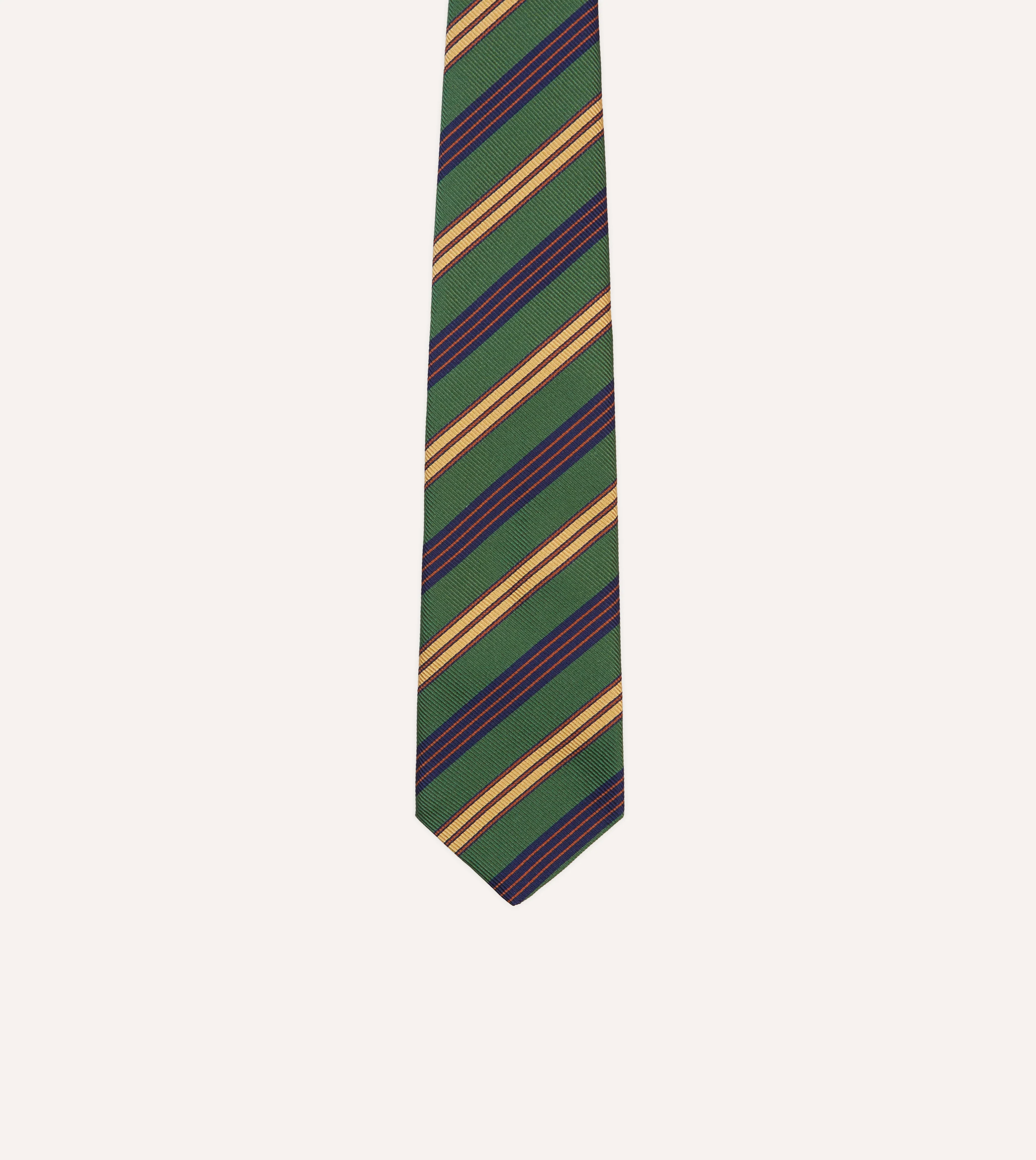Green and Red Triple Stripe Repp Silk Tipped Tie - Image 3