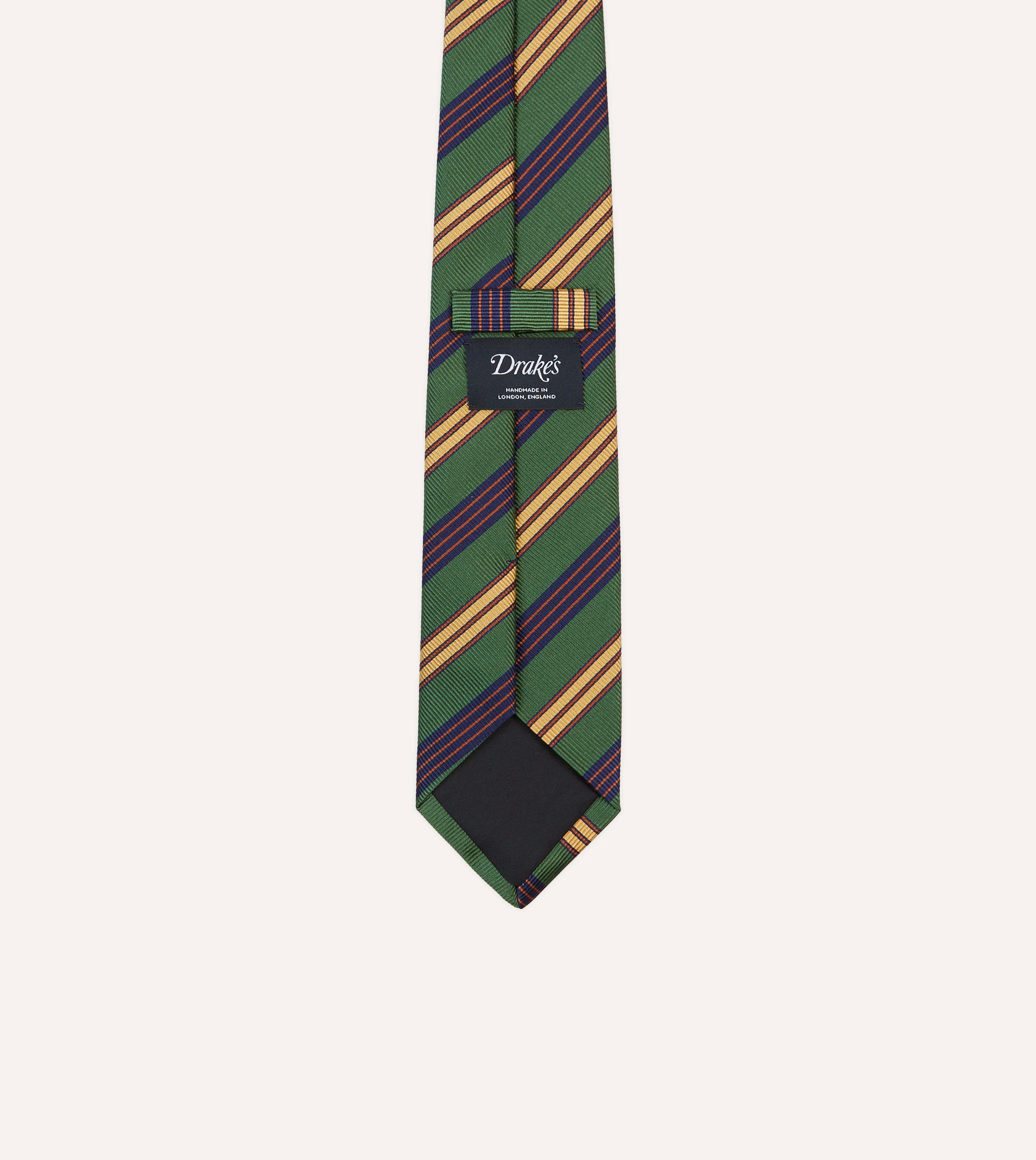 Green and Red Triple Stripe Repp Silk Tipped Tie - Image 4