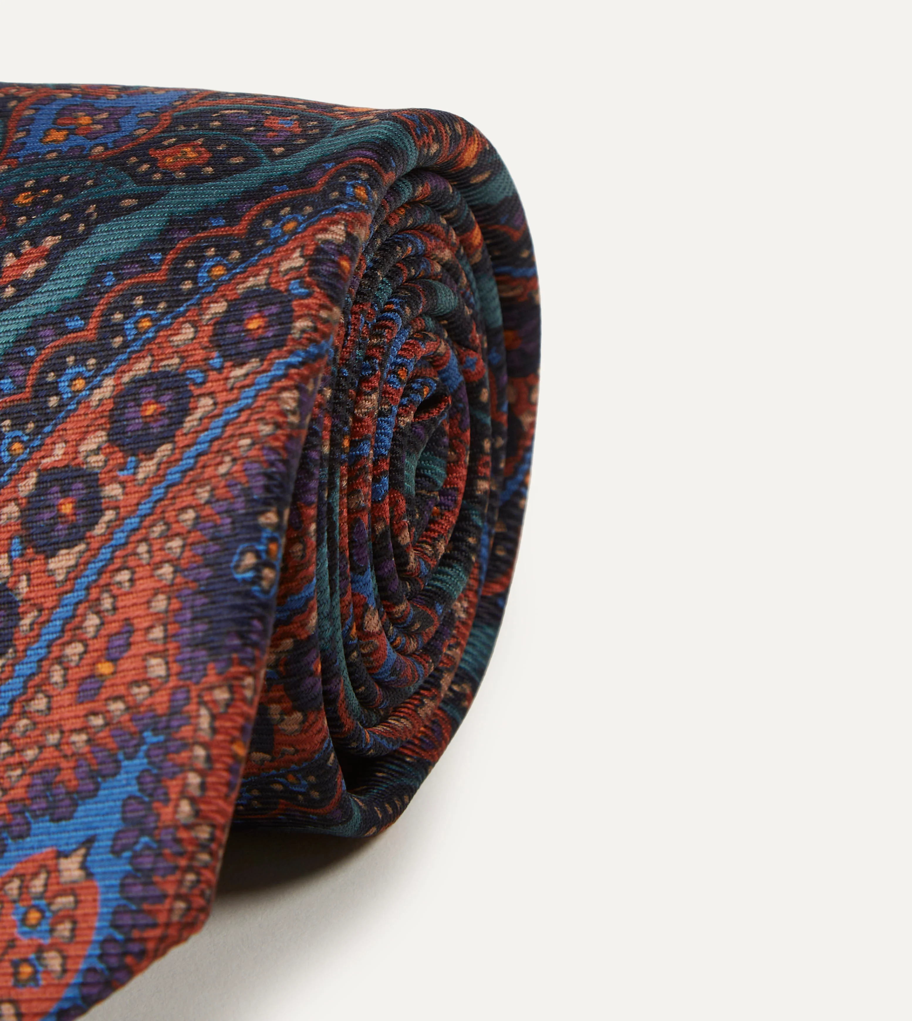 Green Big Paisley Print 40oz Madder Silk Tie - Image 3