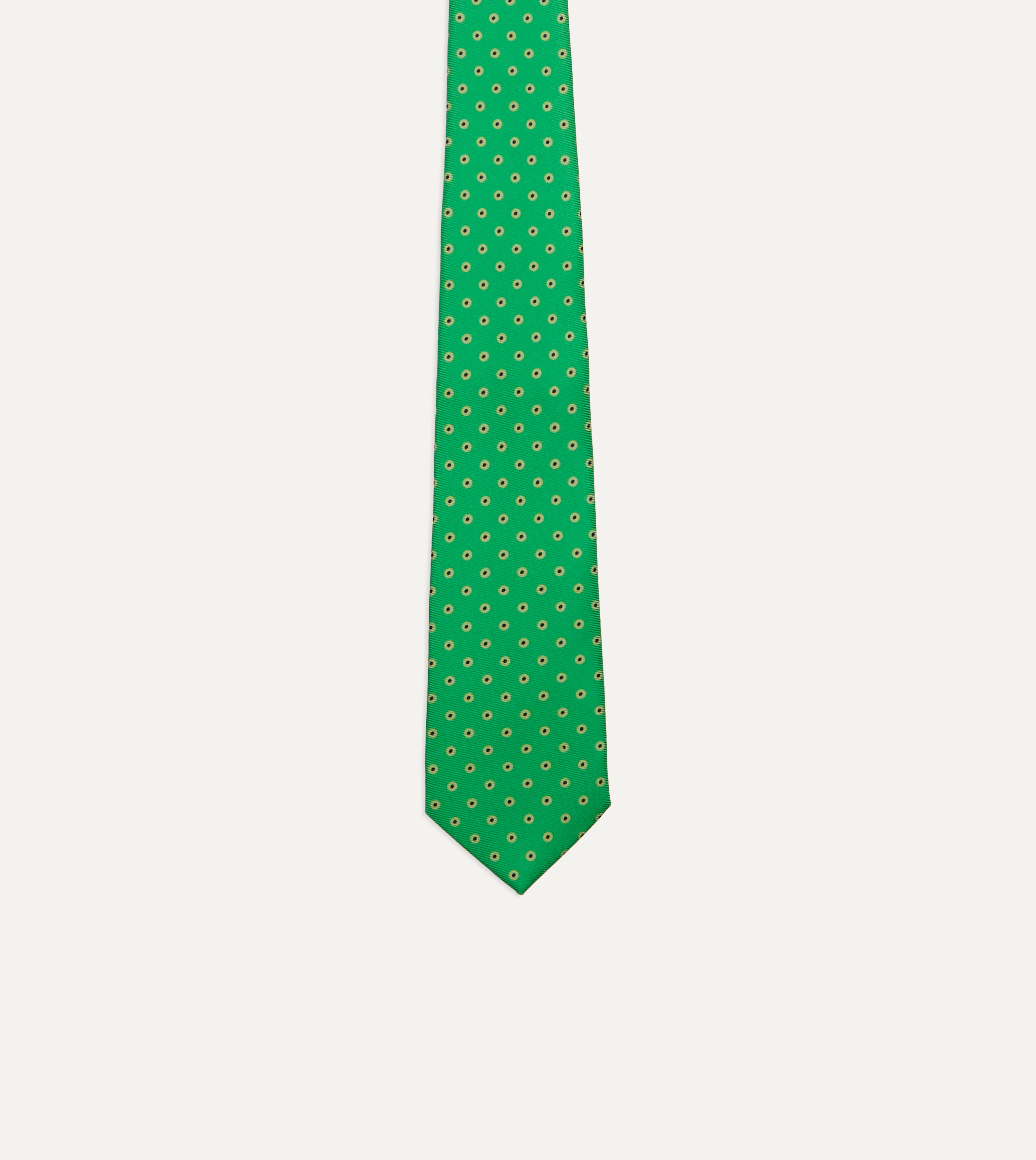 Green Circular Dot Silk Self Tipped Tie - Image 4
