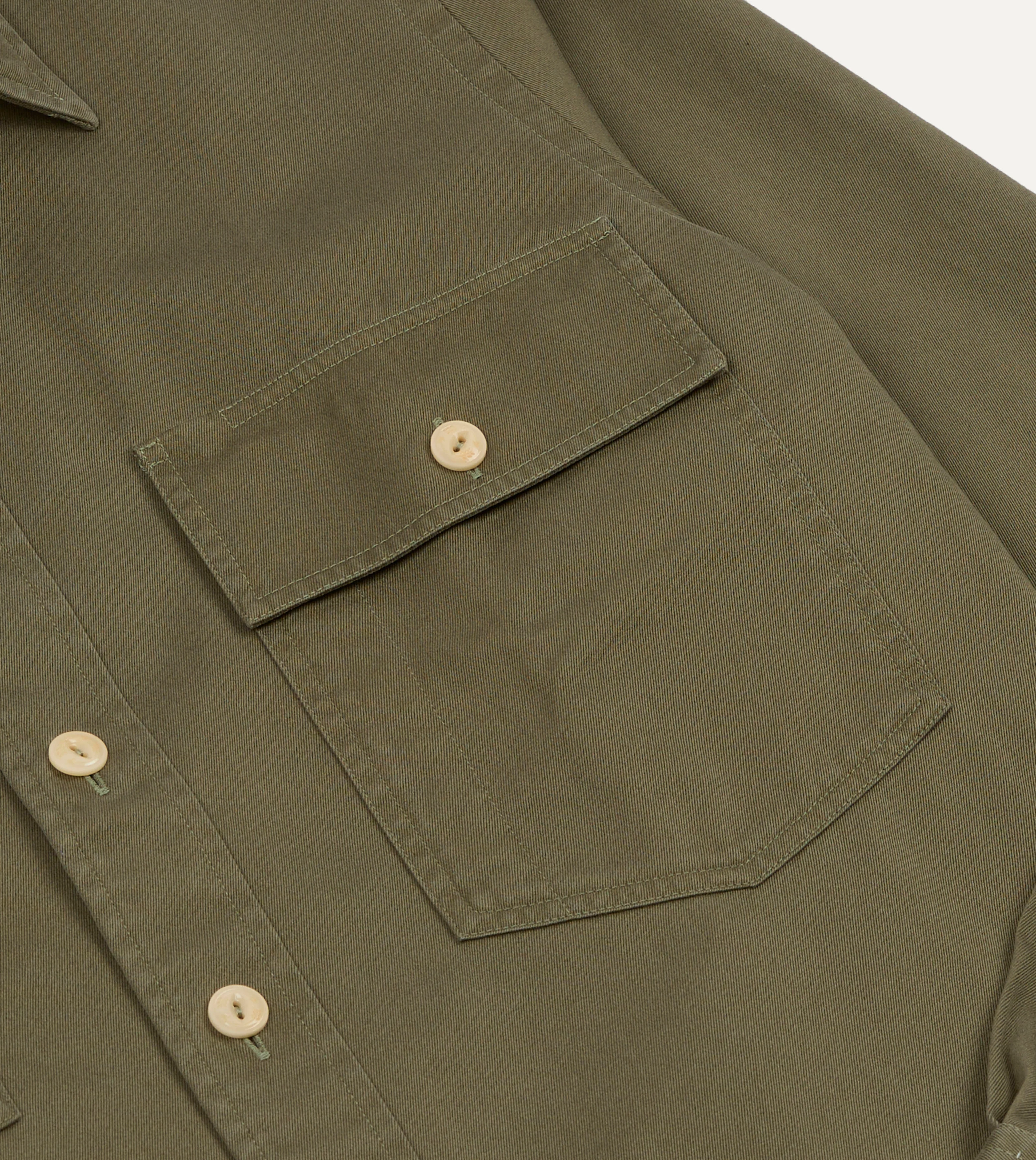Green Cotton Long Point Collar Work Shirt - Image 4