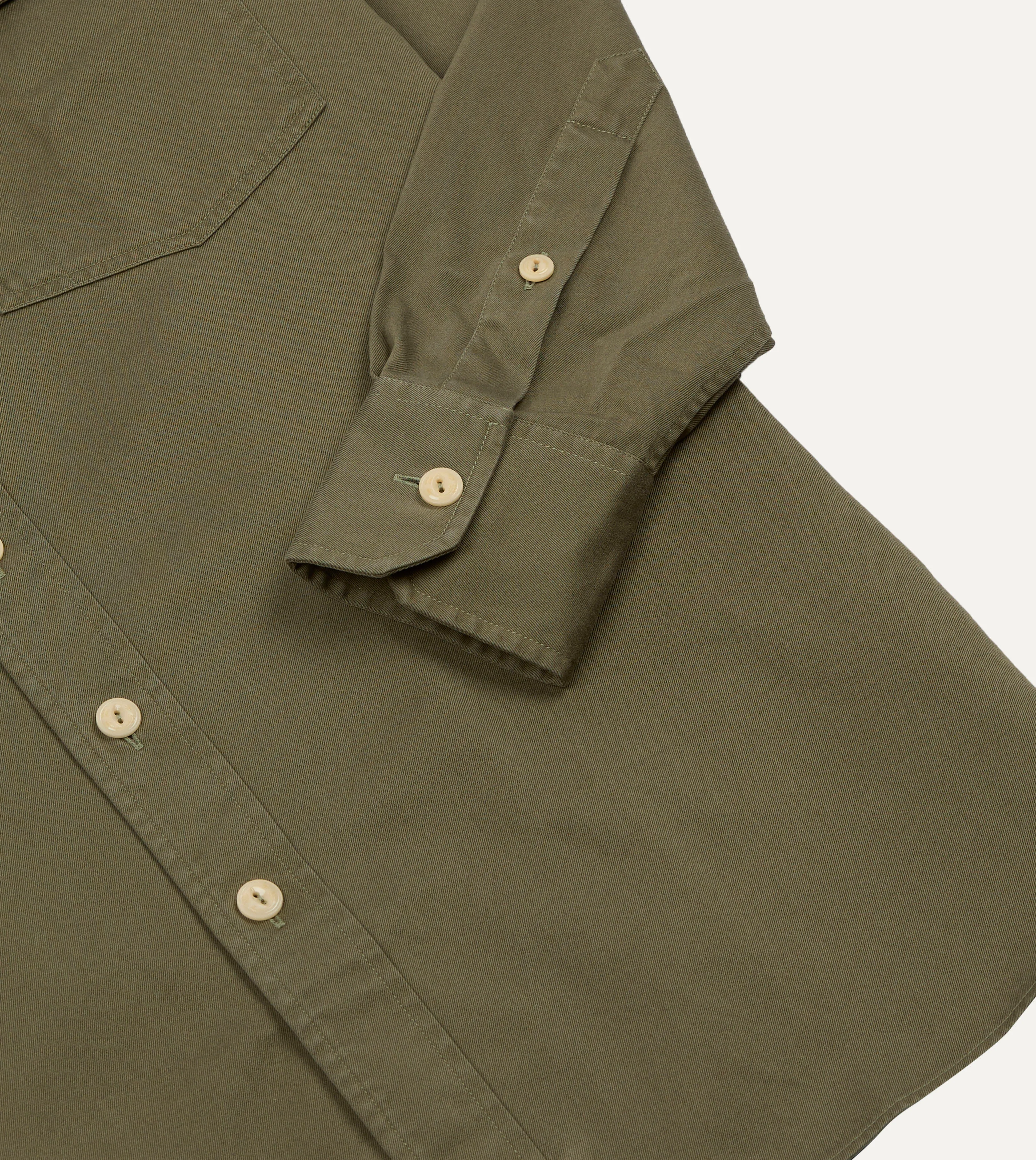 Green Cotton Long Point Collar Work Shirt - Image 5