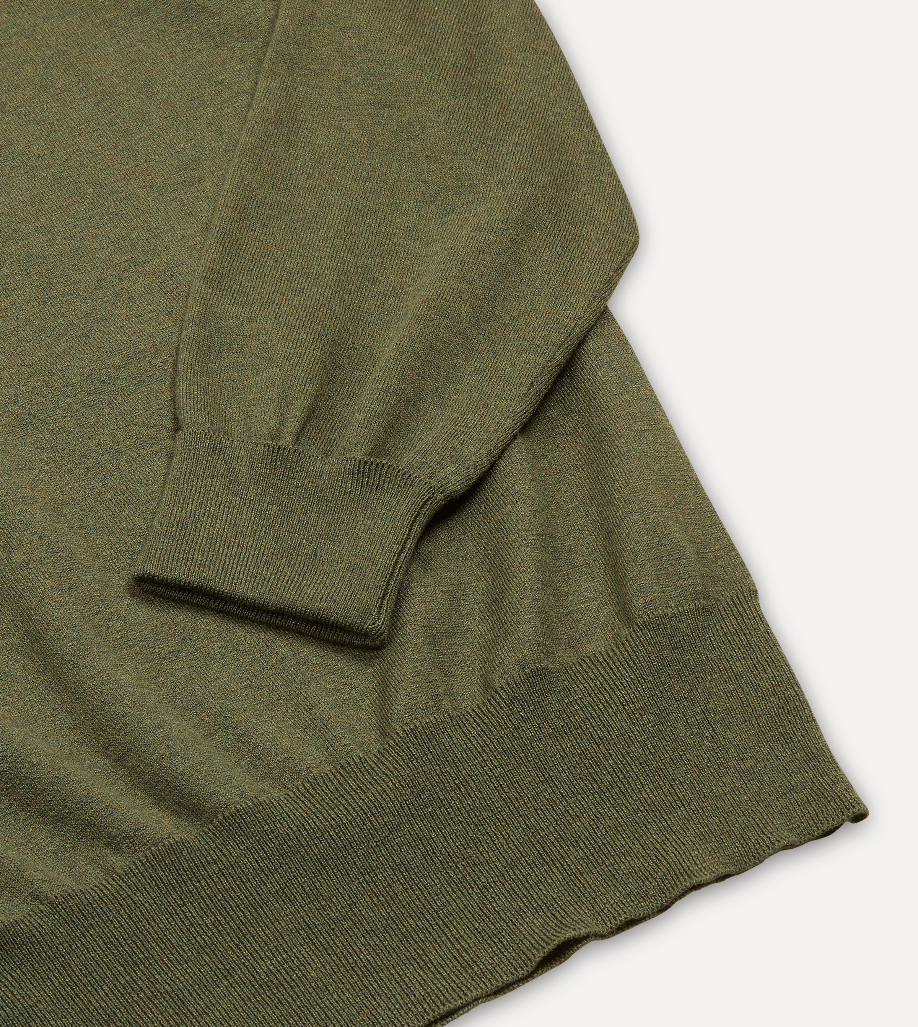 Green Knitted Silk-Cotton Long-Sleeve Polo Shirt - Image 4