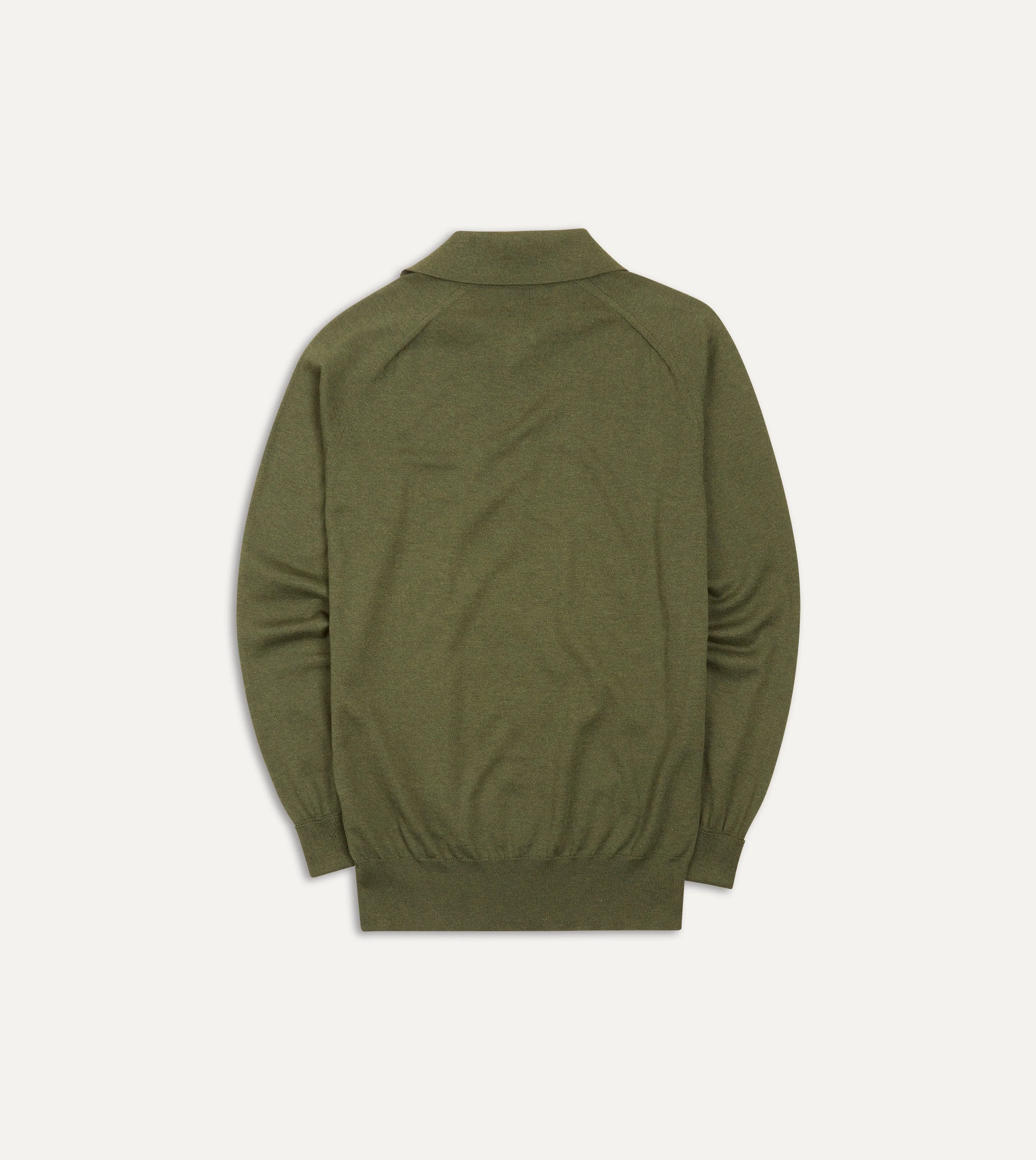 Green Knitted Silk-Cotton Long-Sleeve Polo Shirt - Image 5