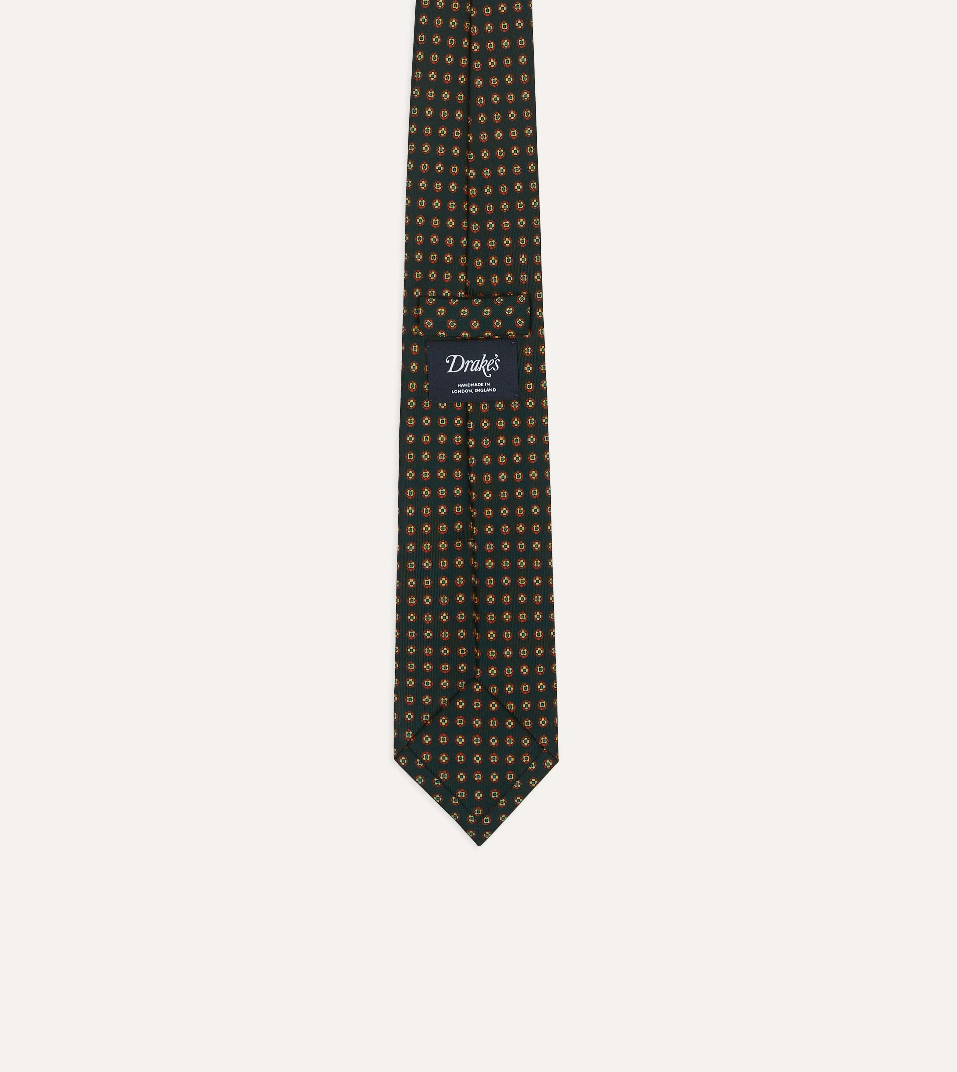 Green Micro Geometric Print Silk Self Tipped Tie - Image 3