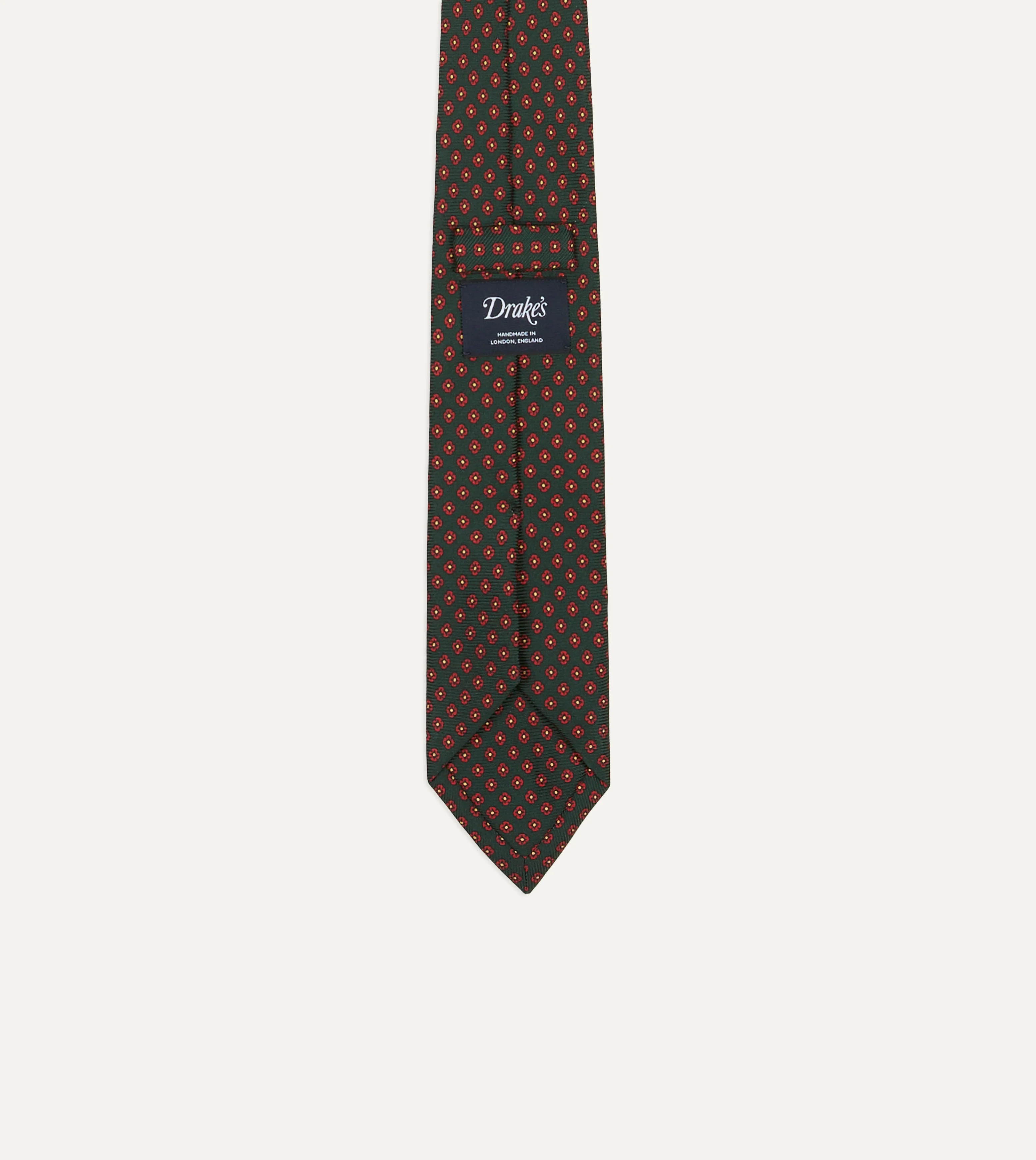 Green Micro Geometric Print Silk Twill Self Tipped Tie - Image 3