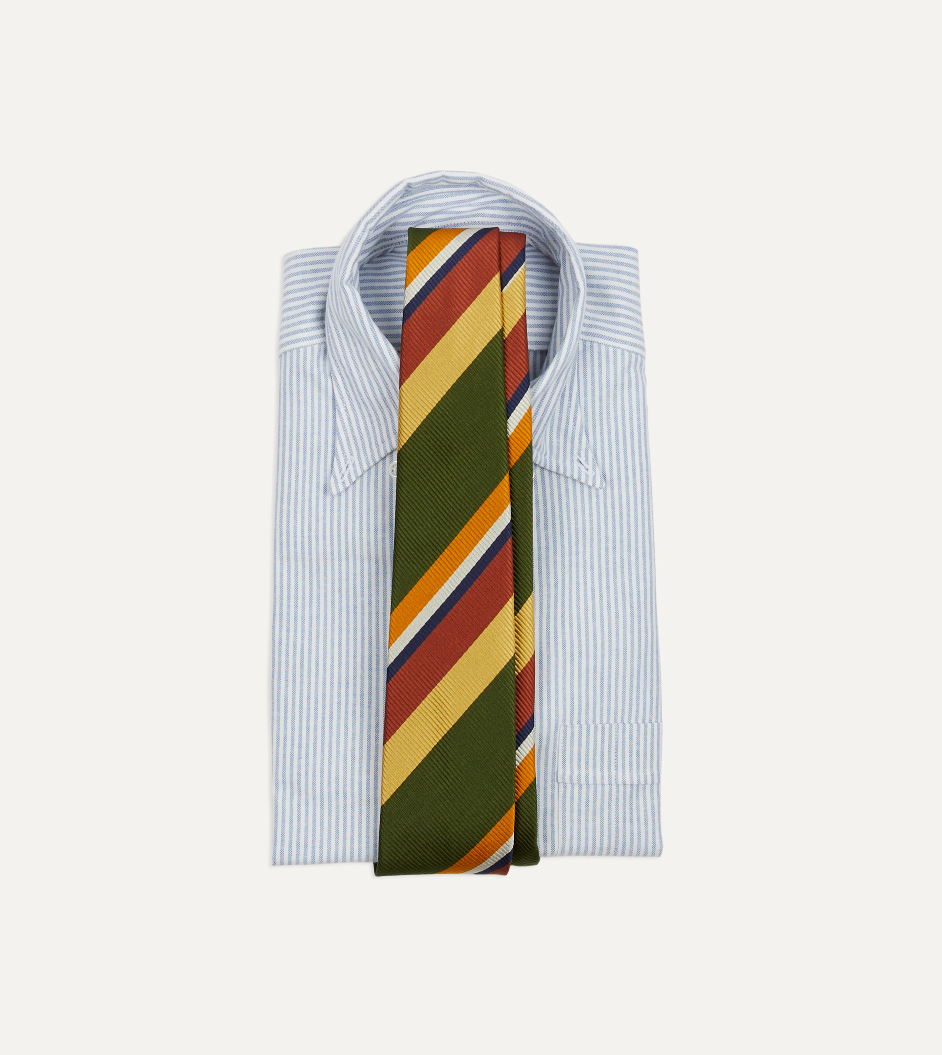 Green Multi Stripe Silk Tipped Tie - Image 2