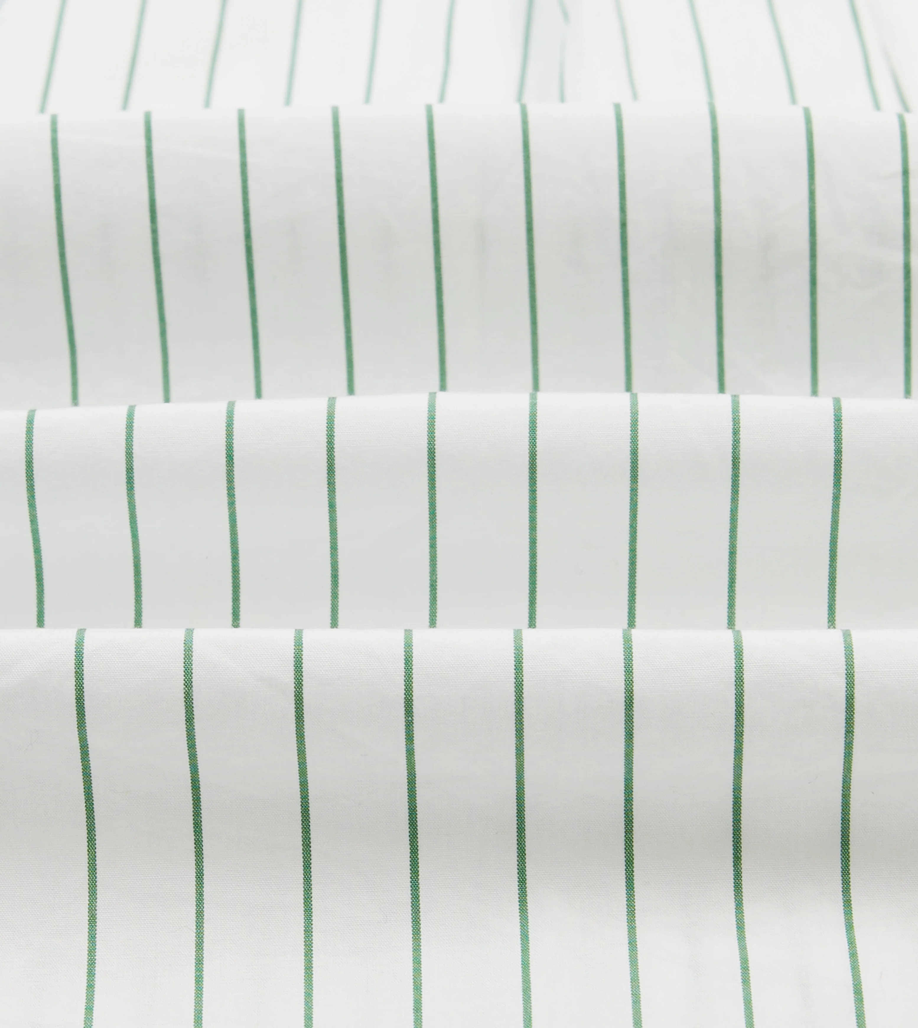 Green Pencil Stripe Cotton Long Point Collar Shirt - Image 2