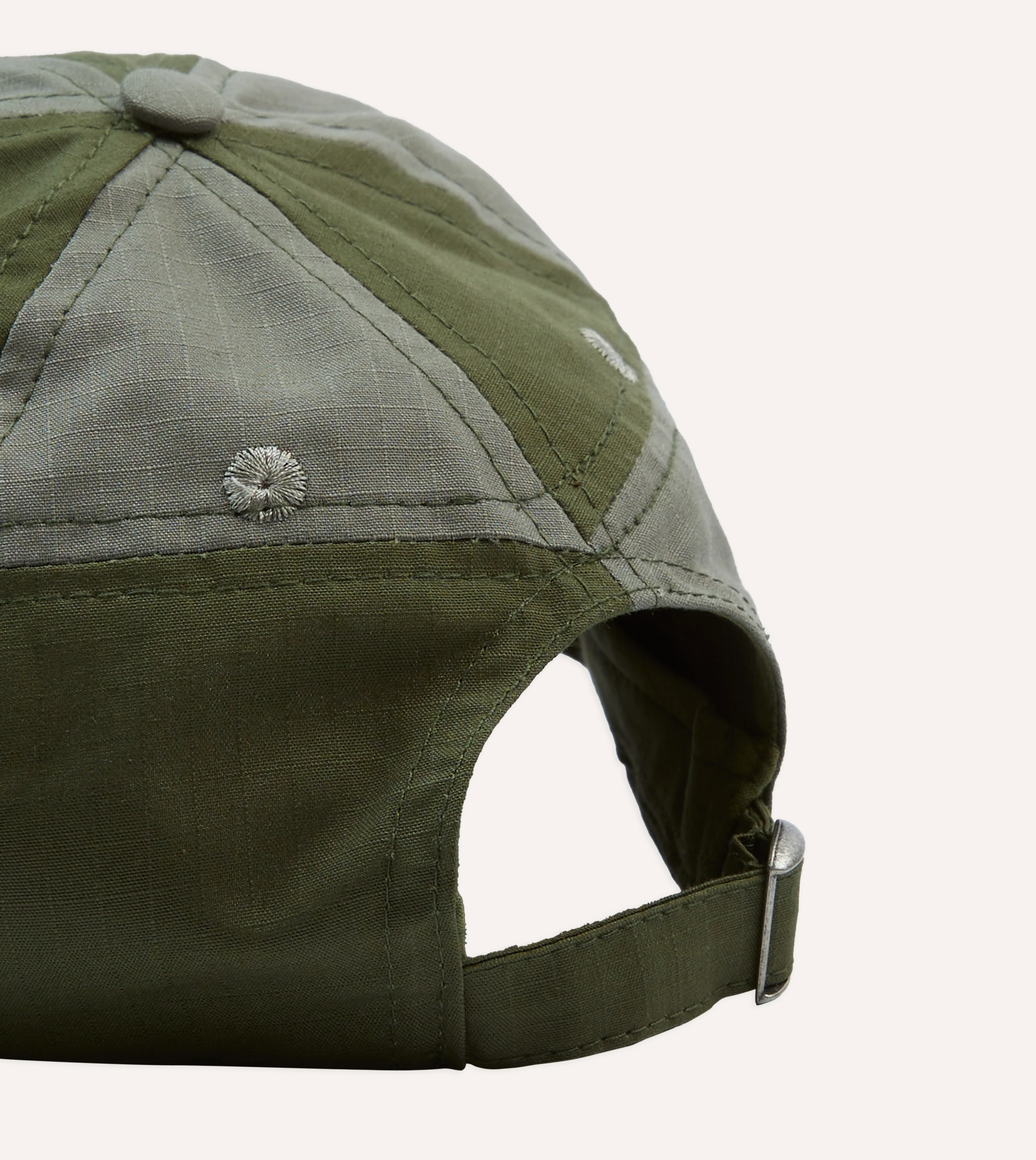 Green Ripstop Cotton Patchwork Baseball Cap - Image 2