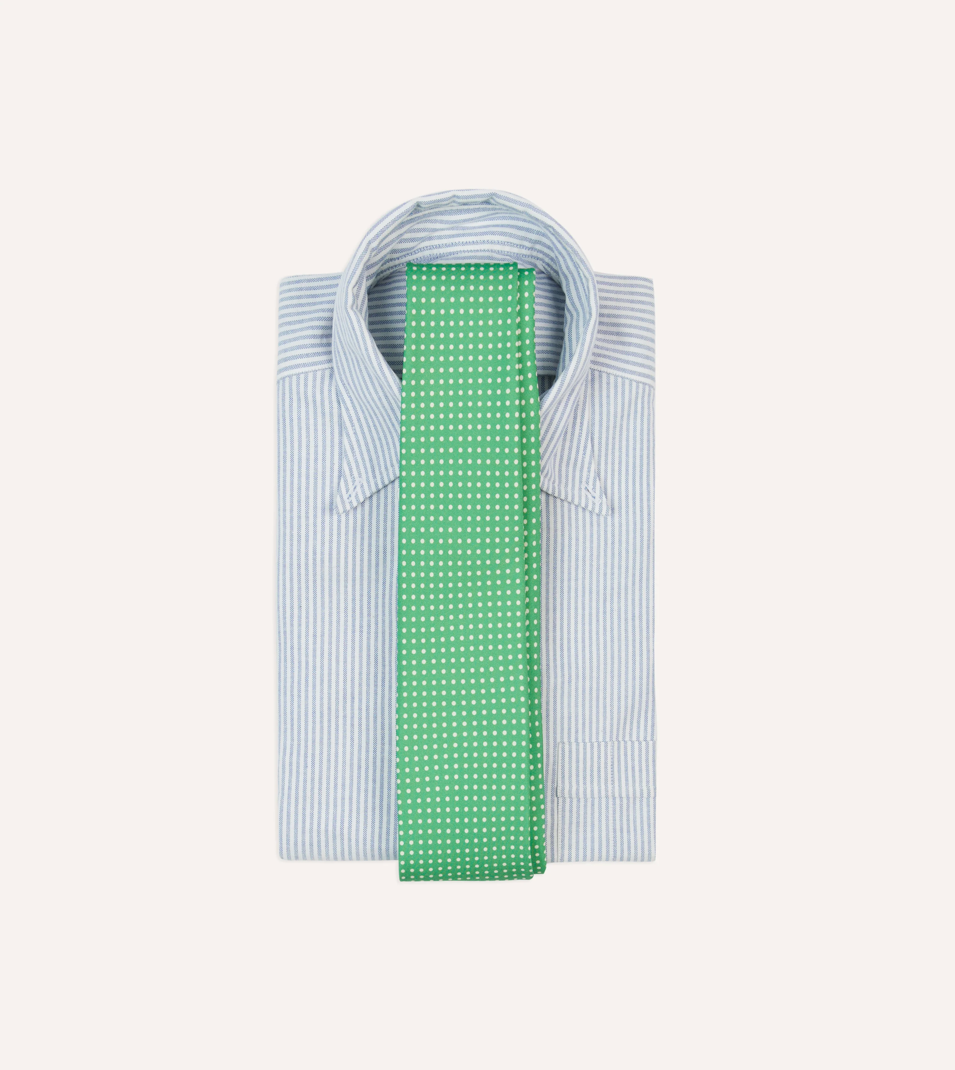 Green Small Spot Silk Self-Tipped Tie - Image 2