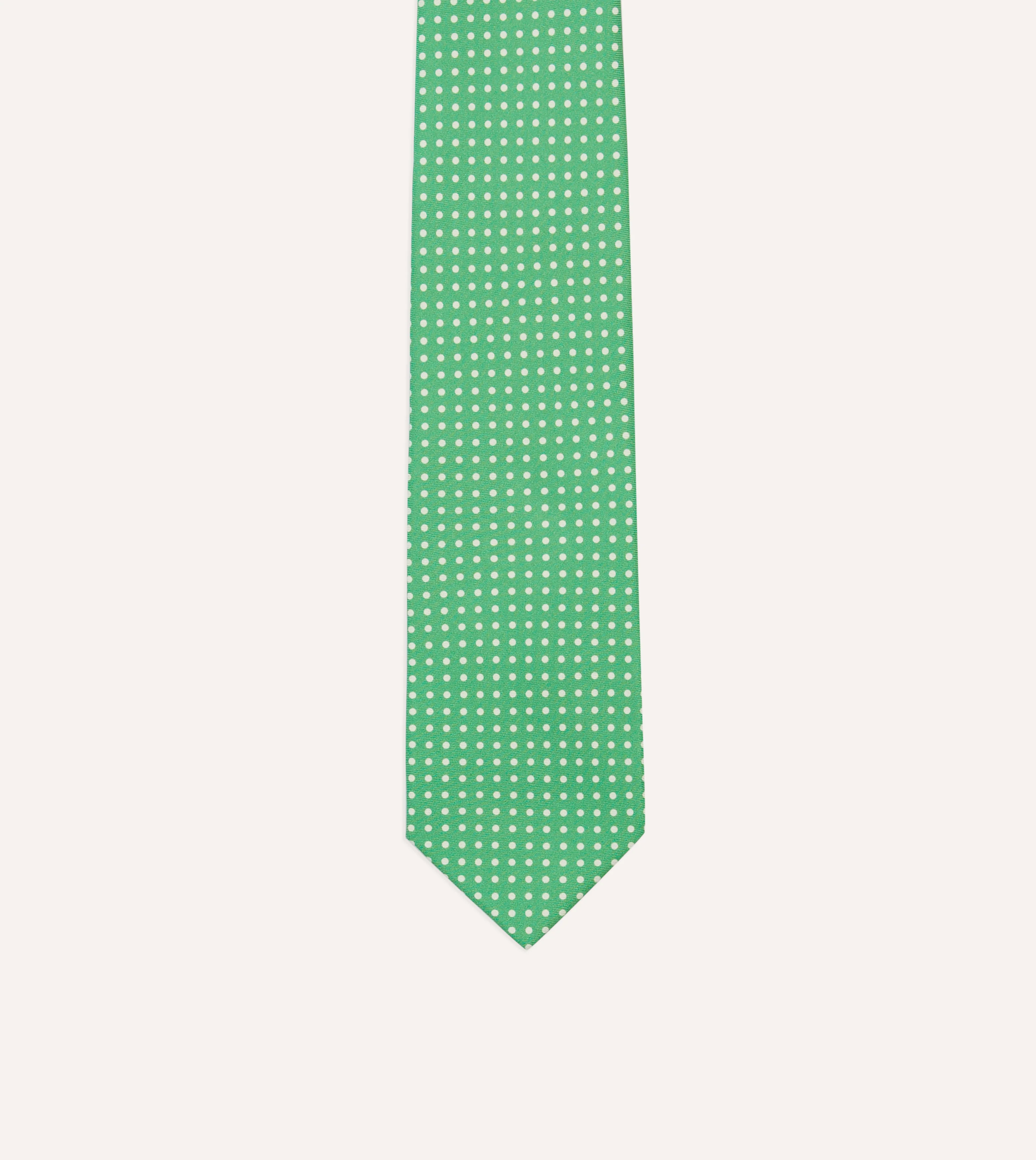 Green Small Spot Silk Self-Tipped Tie - Image 3