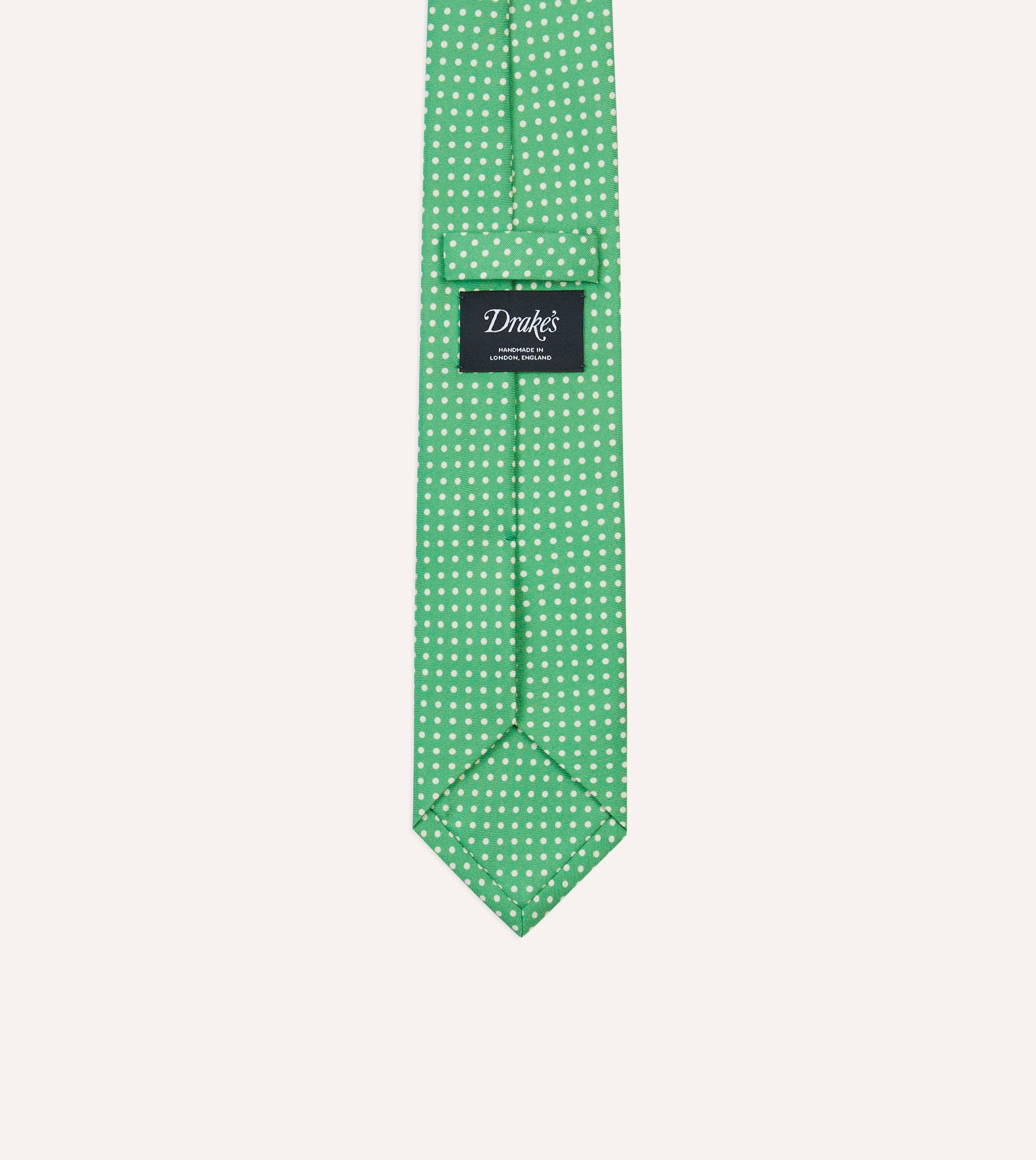 Green Small Spot Silk Self-Tipped Tie - Image 4