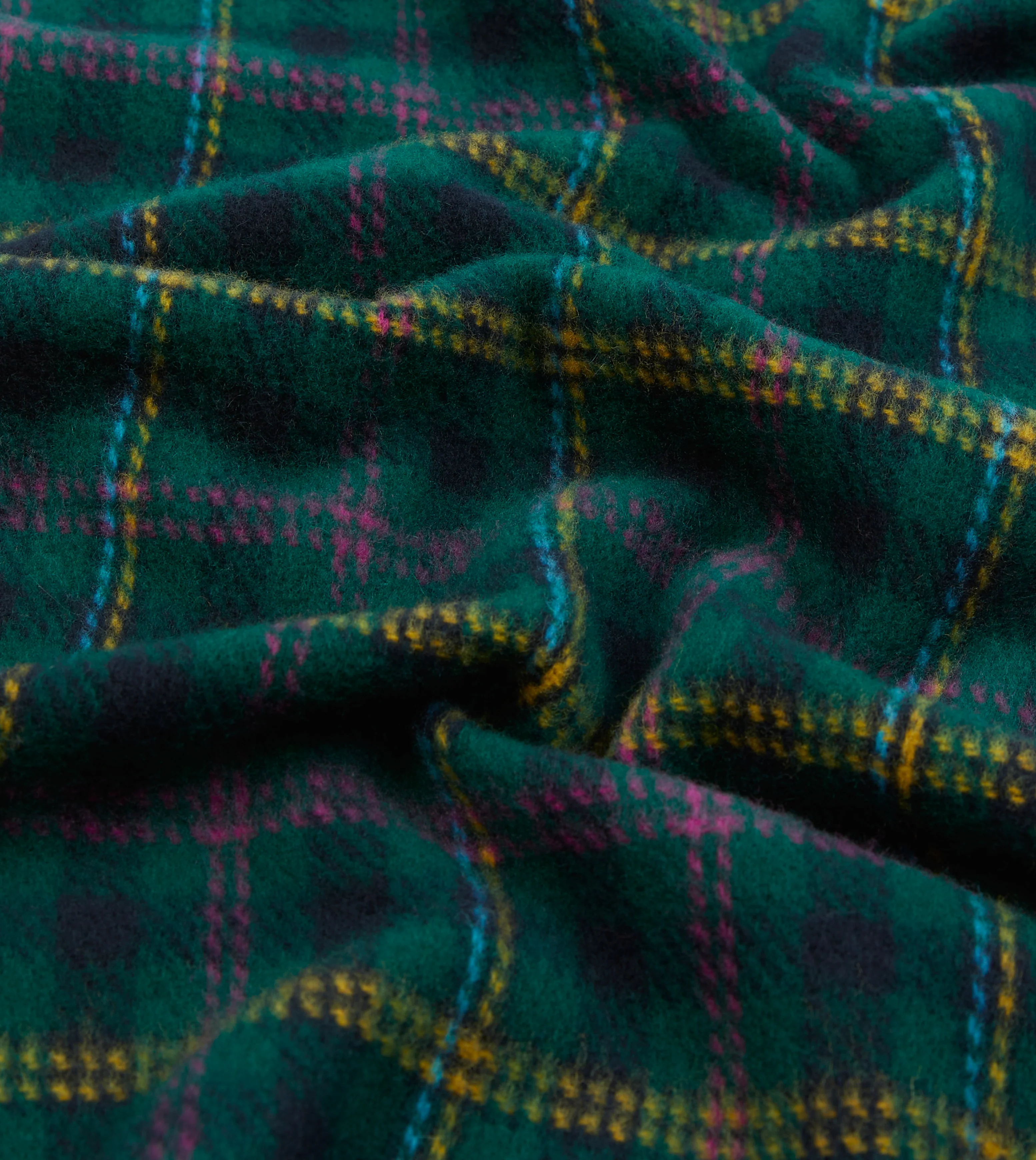 Green Tartan Check Wool Scarf - Image 2