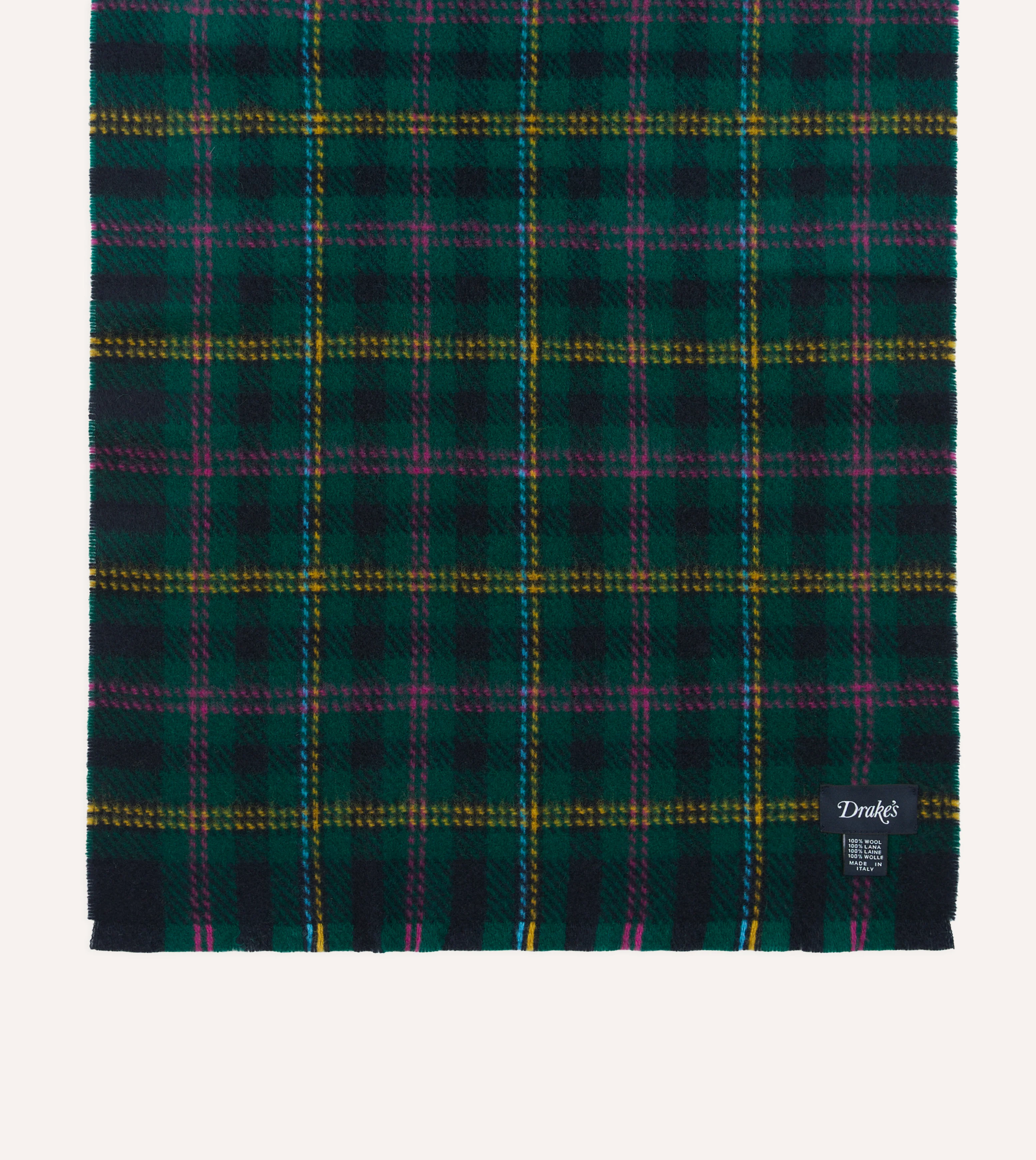 Green Tartan Check Wool Scarf - Image 3