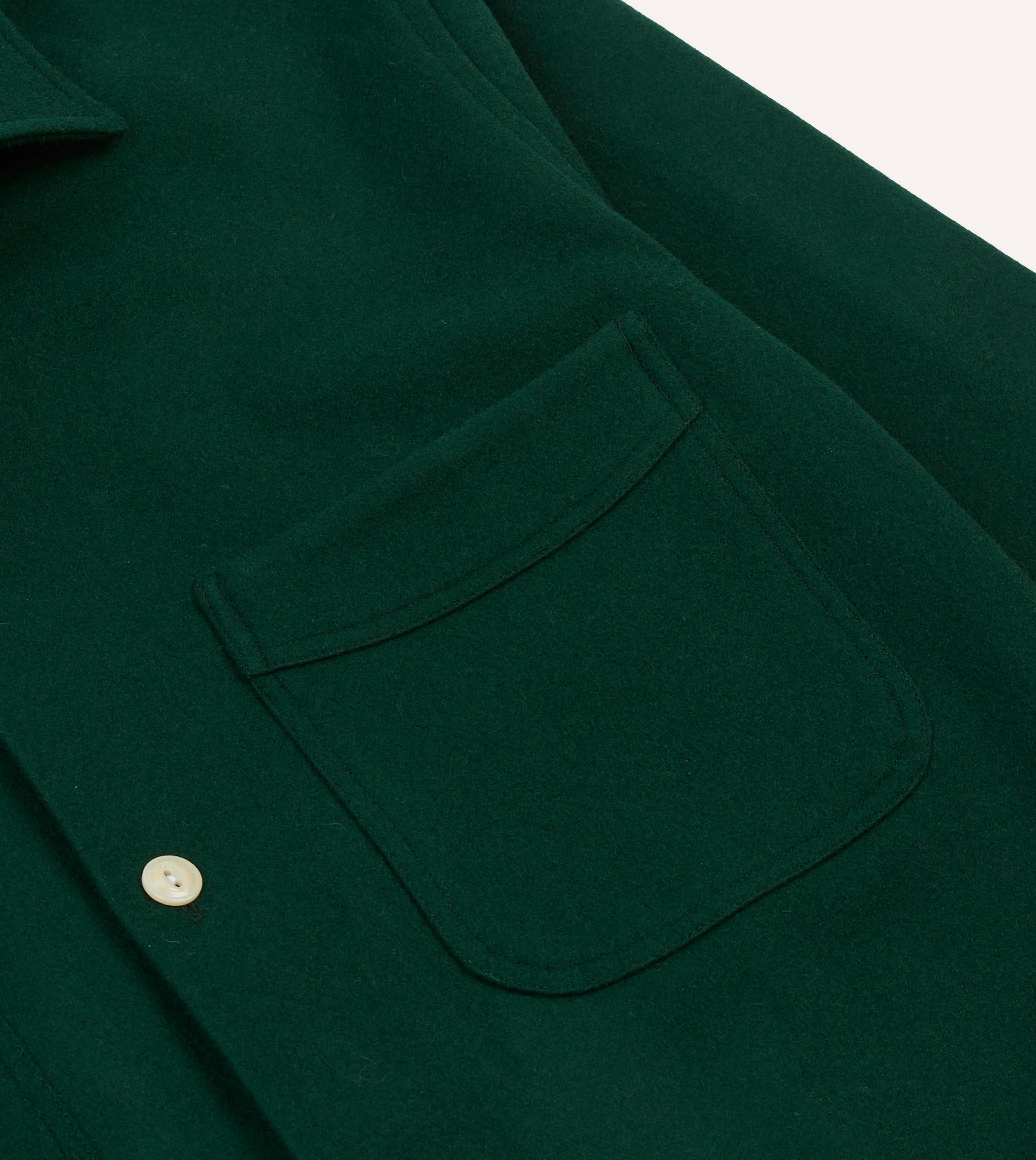 Green Wool Four-Pocket Camp Collar Work Shirt - Image 4