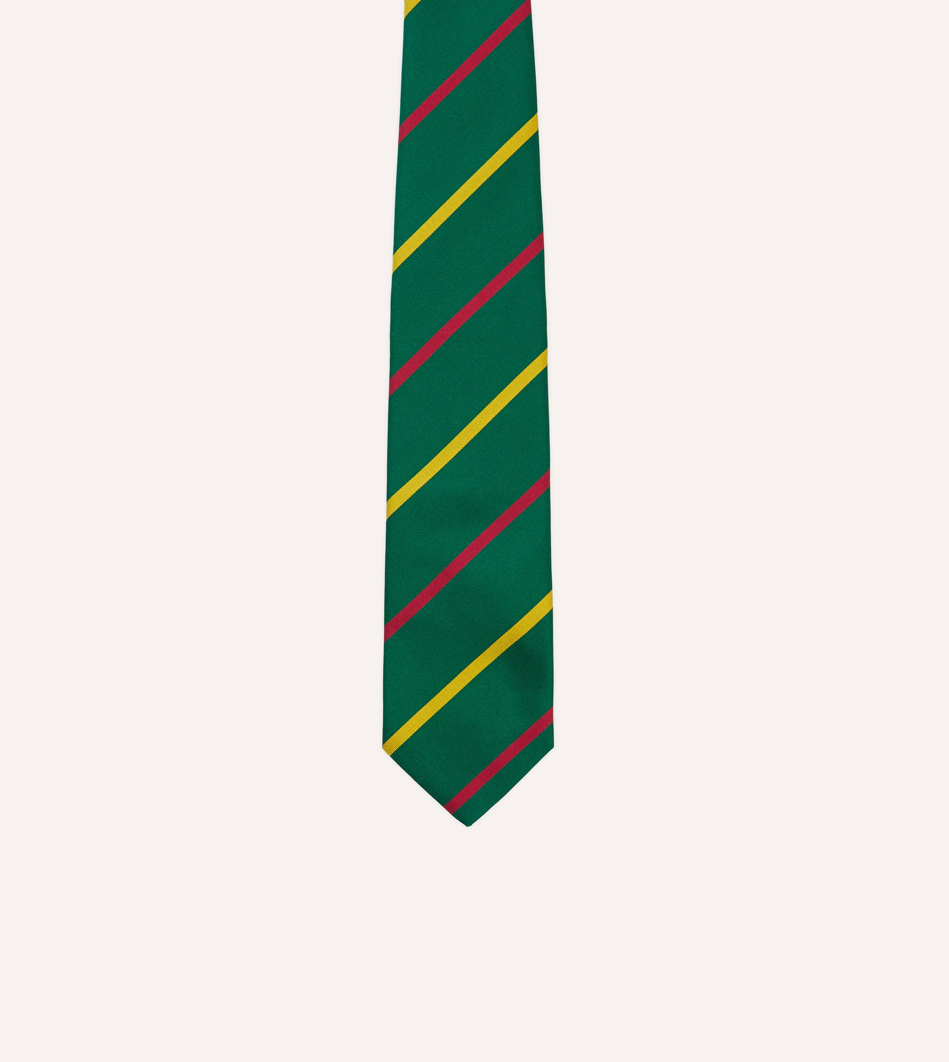 Green, Yellow and Pink Bar Stripe Mogador Silk Tipped Tie - Image 3