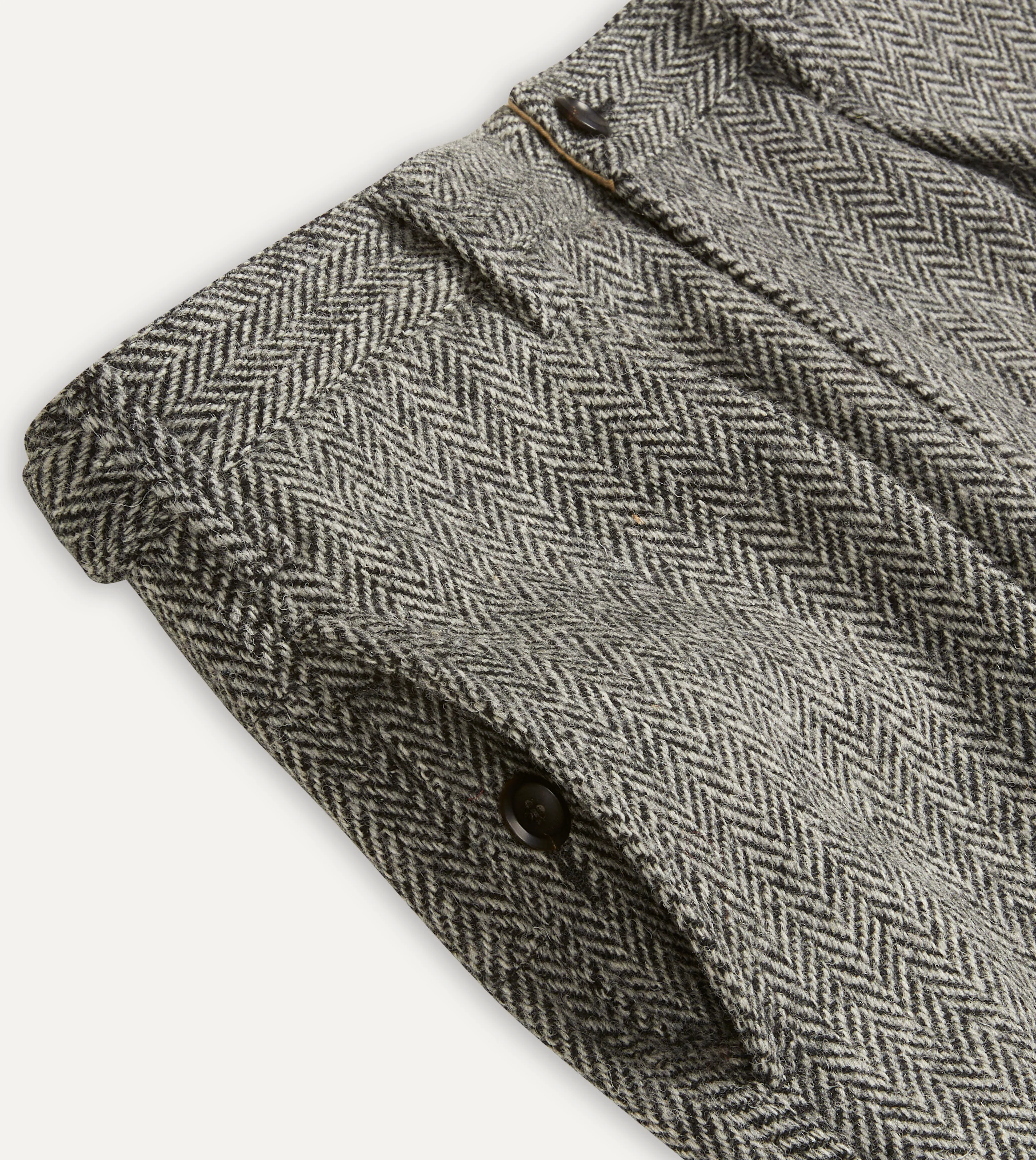 Grey Herringbone Harris Tweed One Pleat Games Trousers - Image 3