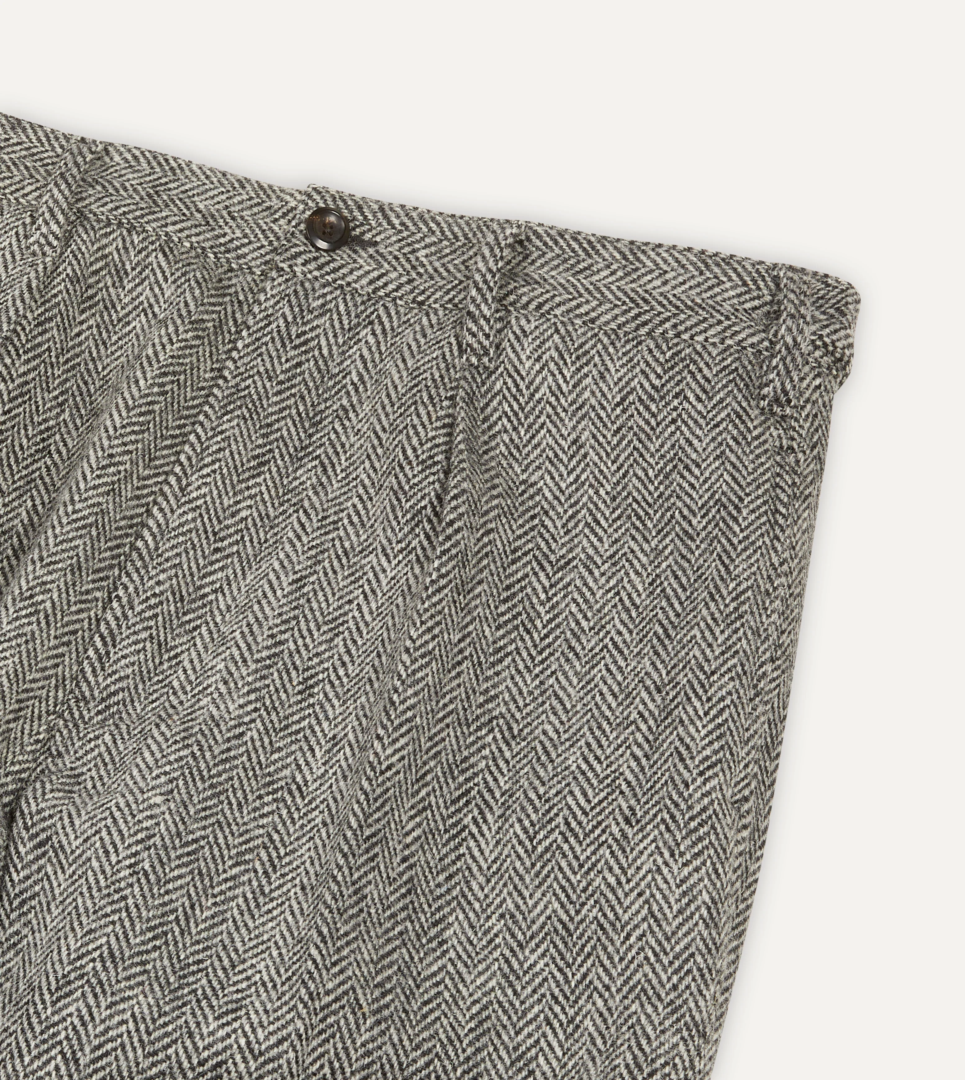 Grey Herringbone Harris Tweed One Pleat Games Trousers - Image 4
