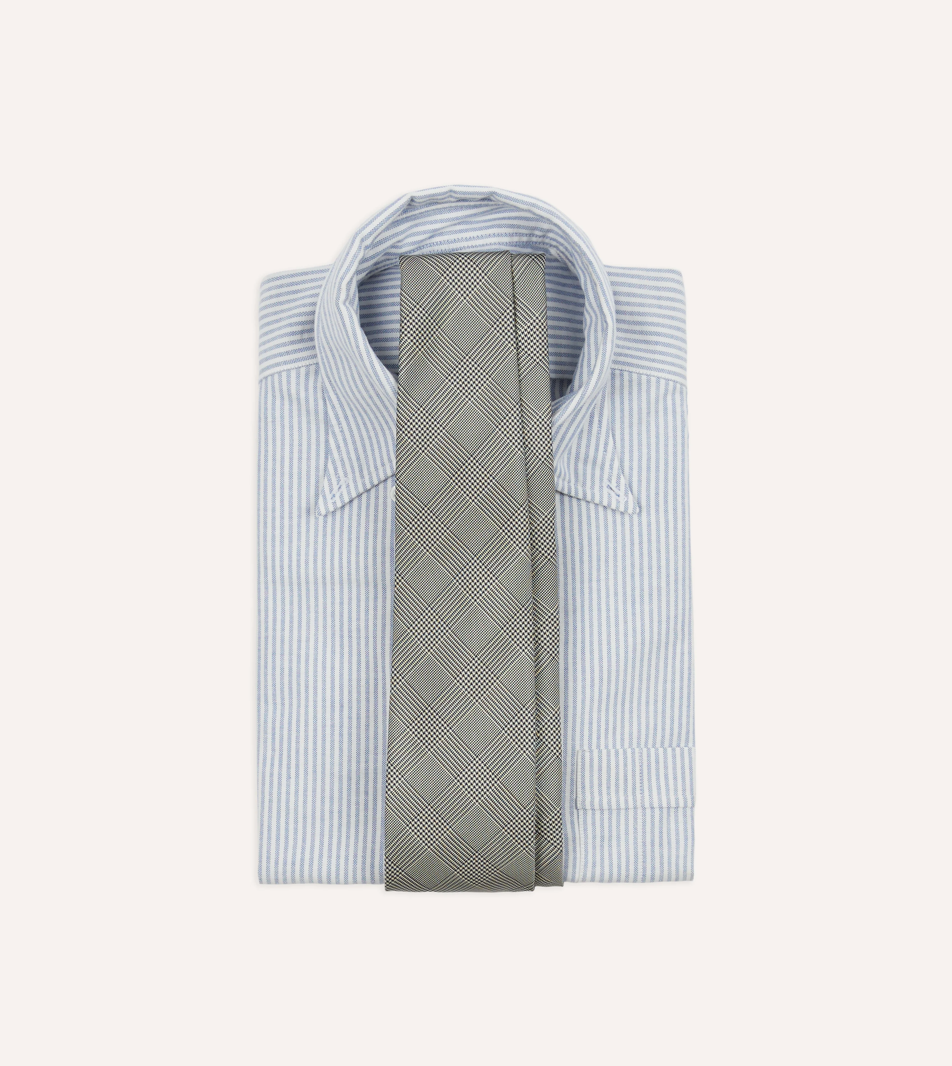 Grey Prince of Wales Check Tipped Silk Tie - Image 2