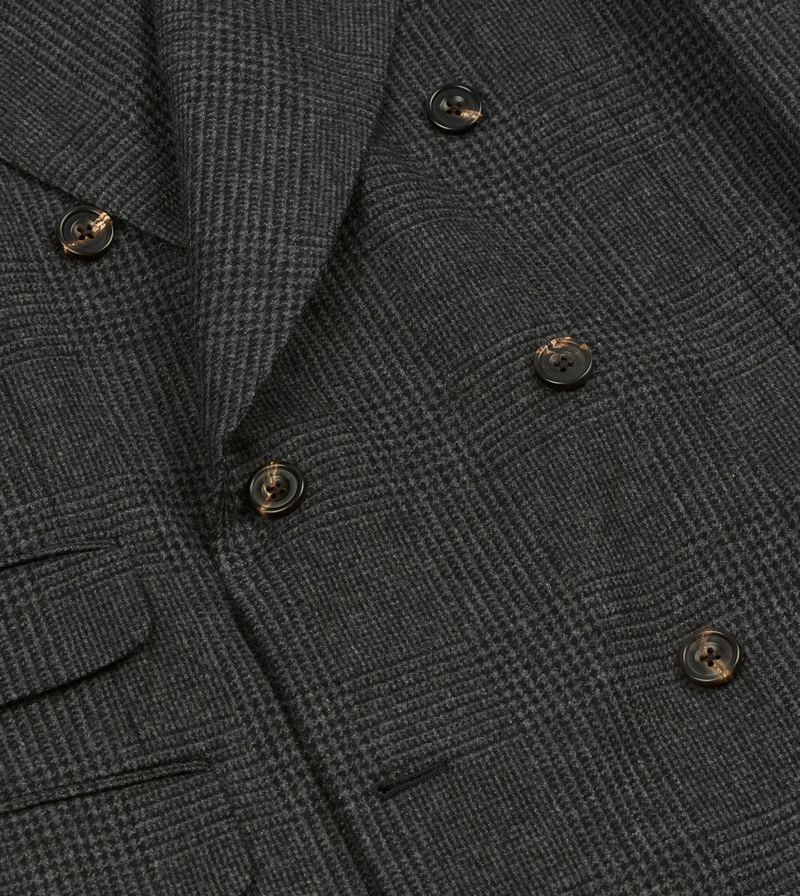 Grey Prince of Wales Check Wool Flannel Double-Breasted Tailored Jacket - Image 5