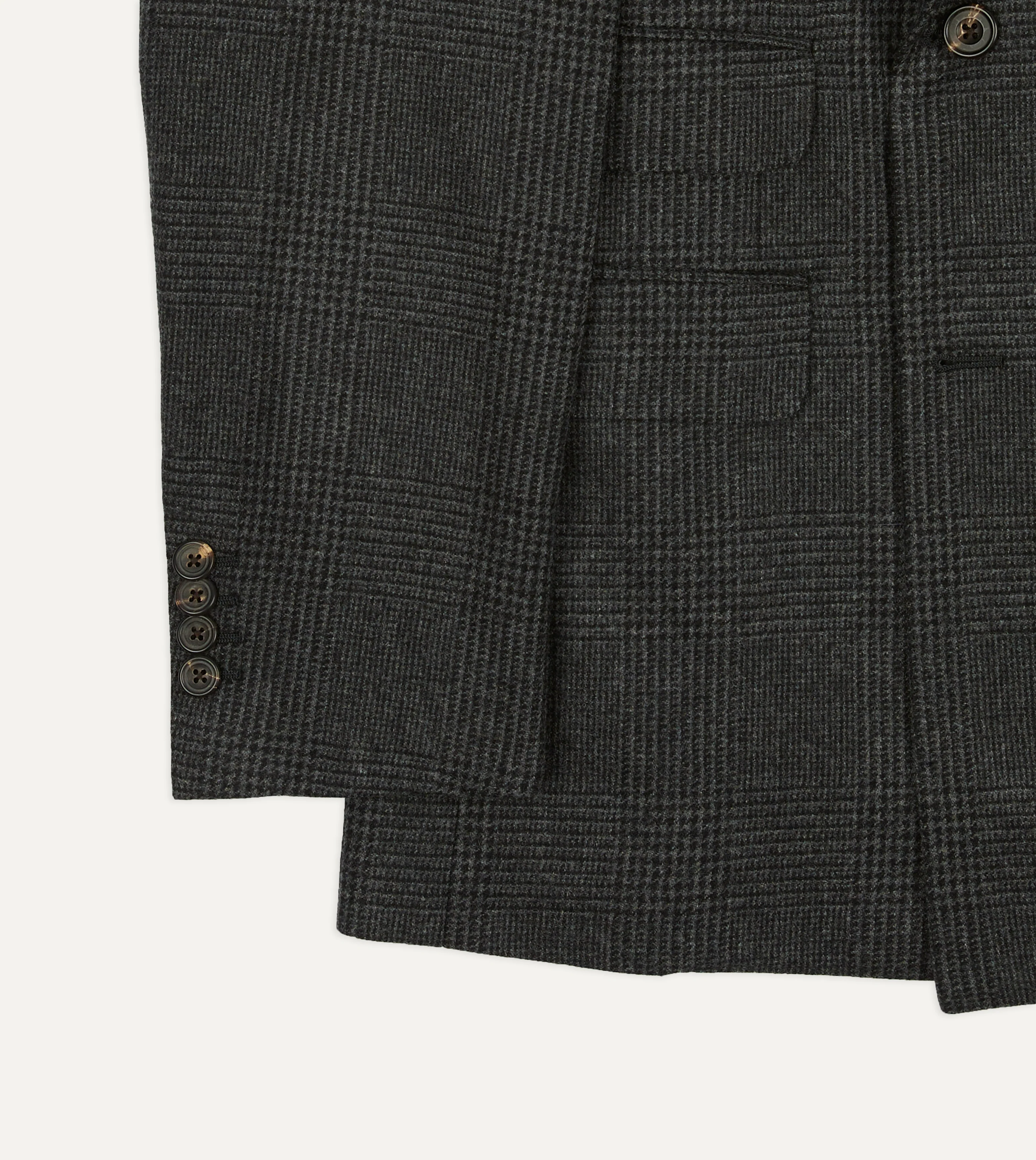 Grey Prince of Wales Check Wool Flannel Double-Breasted Tailored Jacket - Image 6