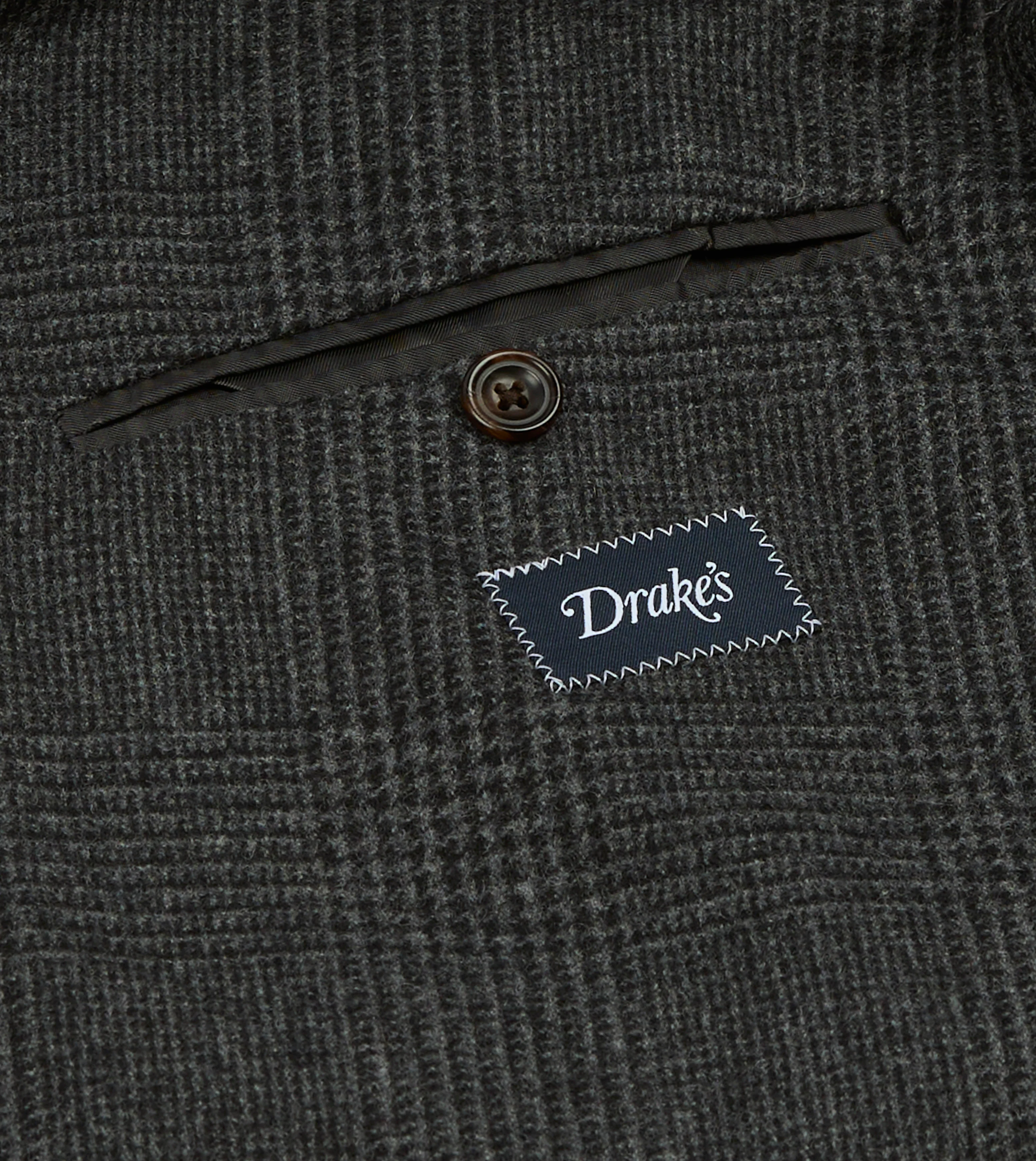 Grey Prince of Wales Check Wool Flannel Double-Breasted Tailored Jacket - Image 7