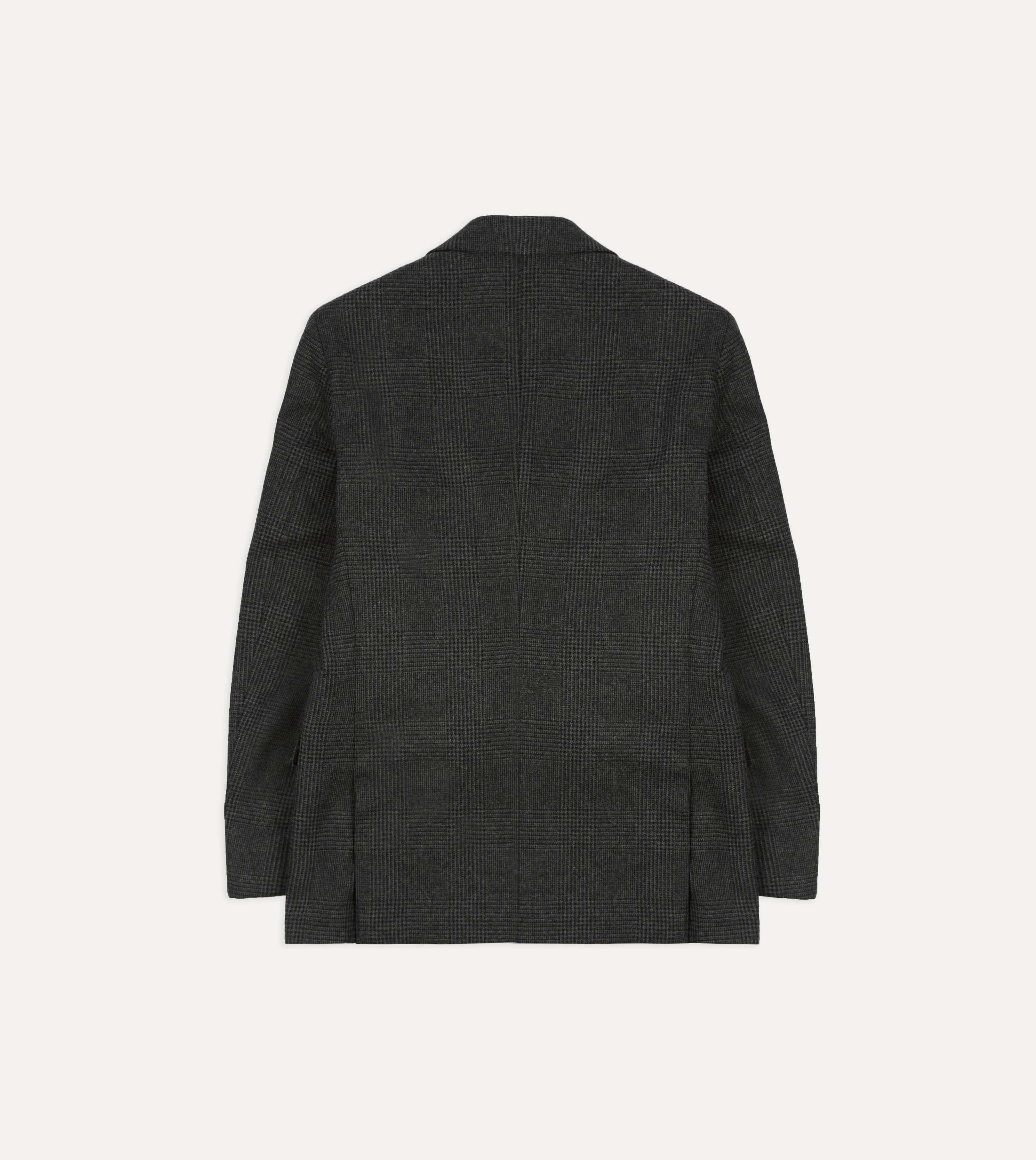 Grey Prince of Wales Check Wool Flannel Double-Breasted Tailored Jacket - Image 8