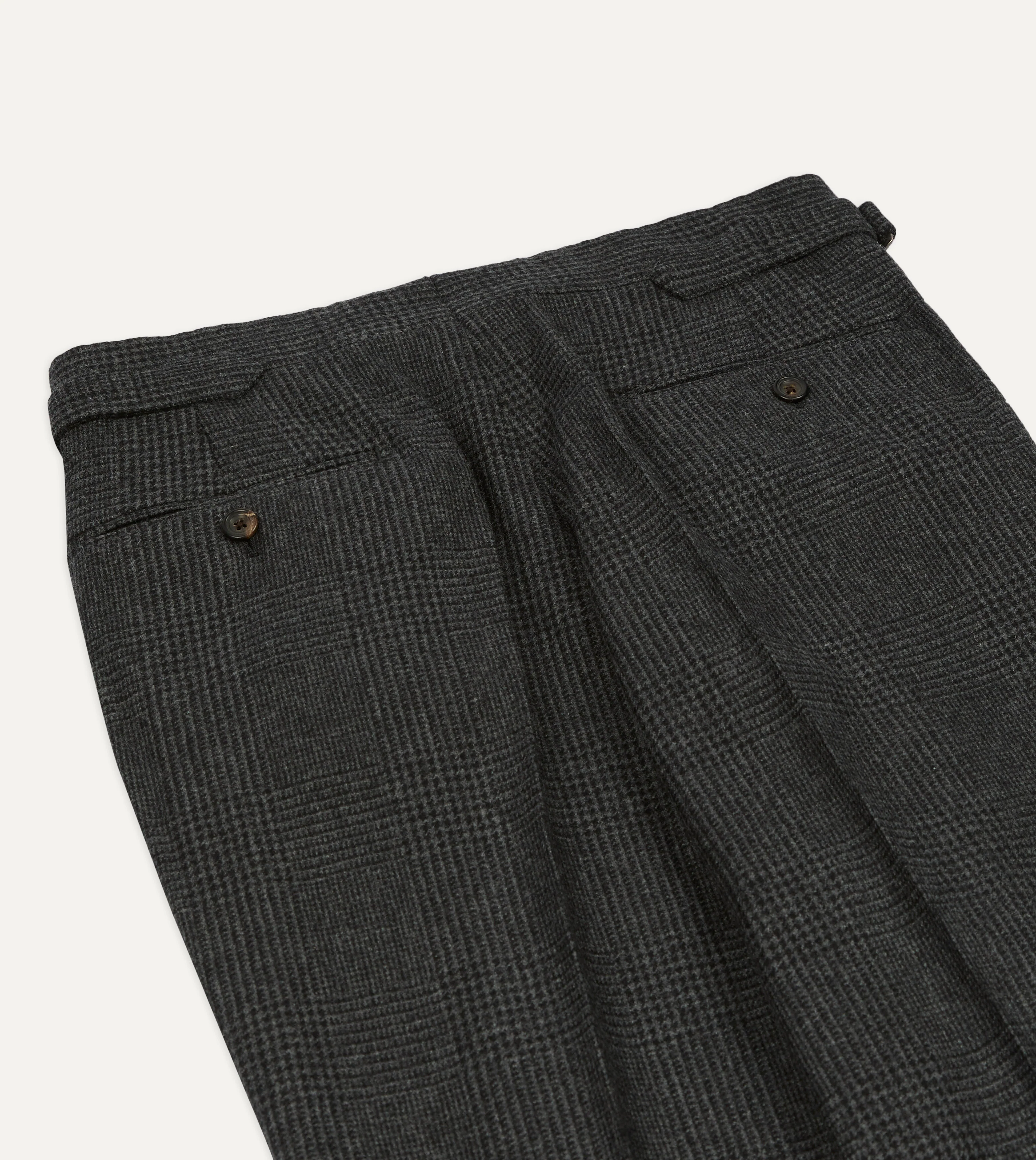 Grey Prince of Wales Check Wool Flannel Single-Pleat Trouser - Image 5