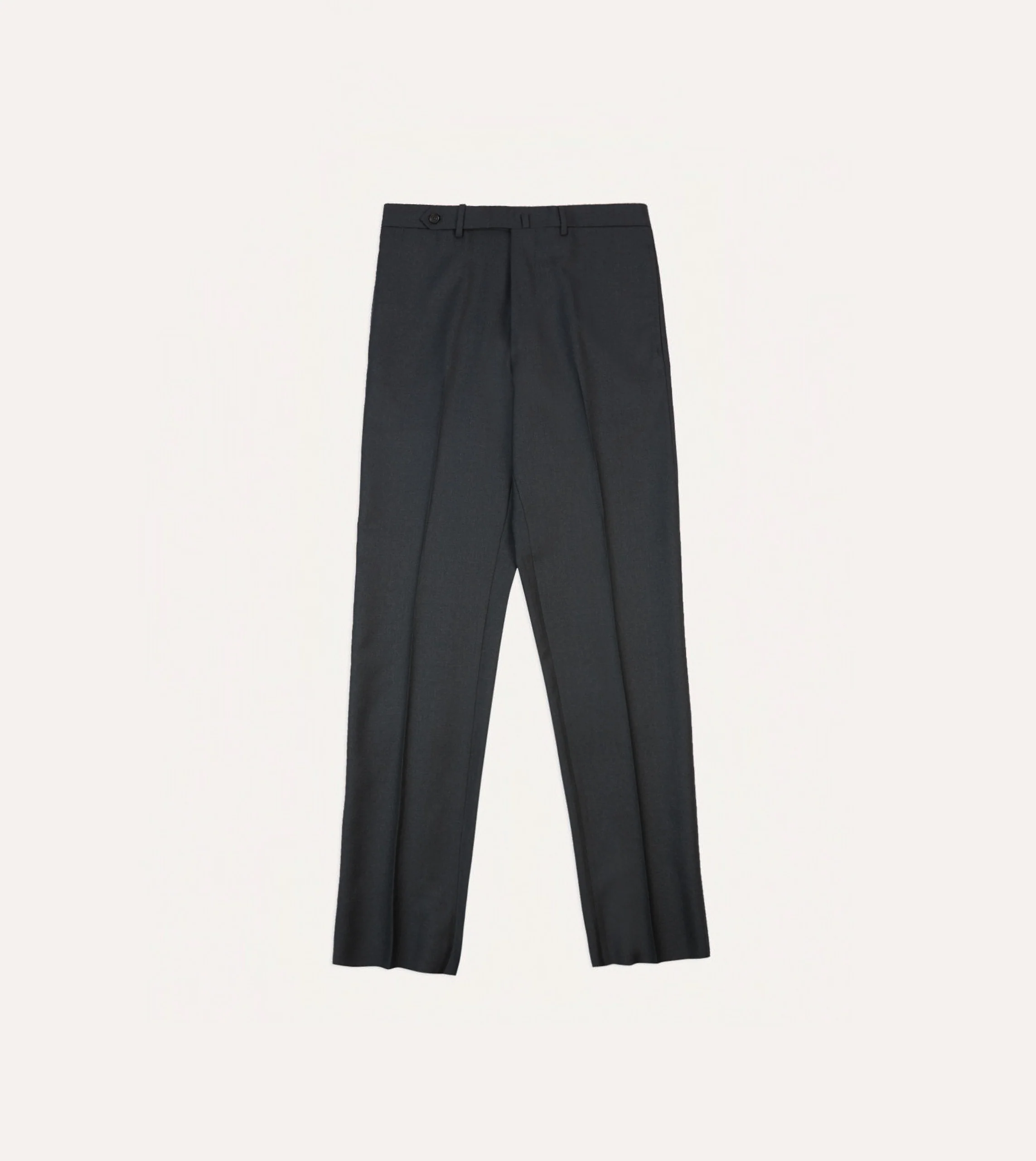 Grey Worsted Wool Flat Front Trouser - Image 3