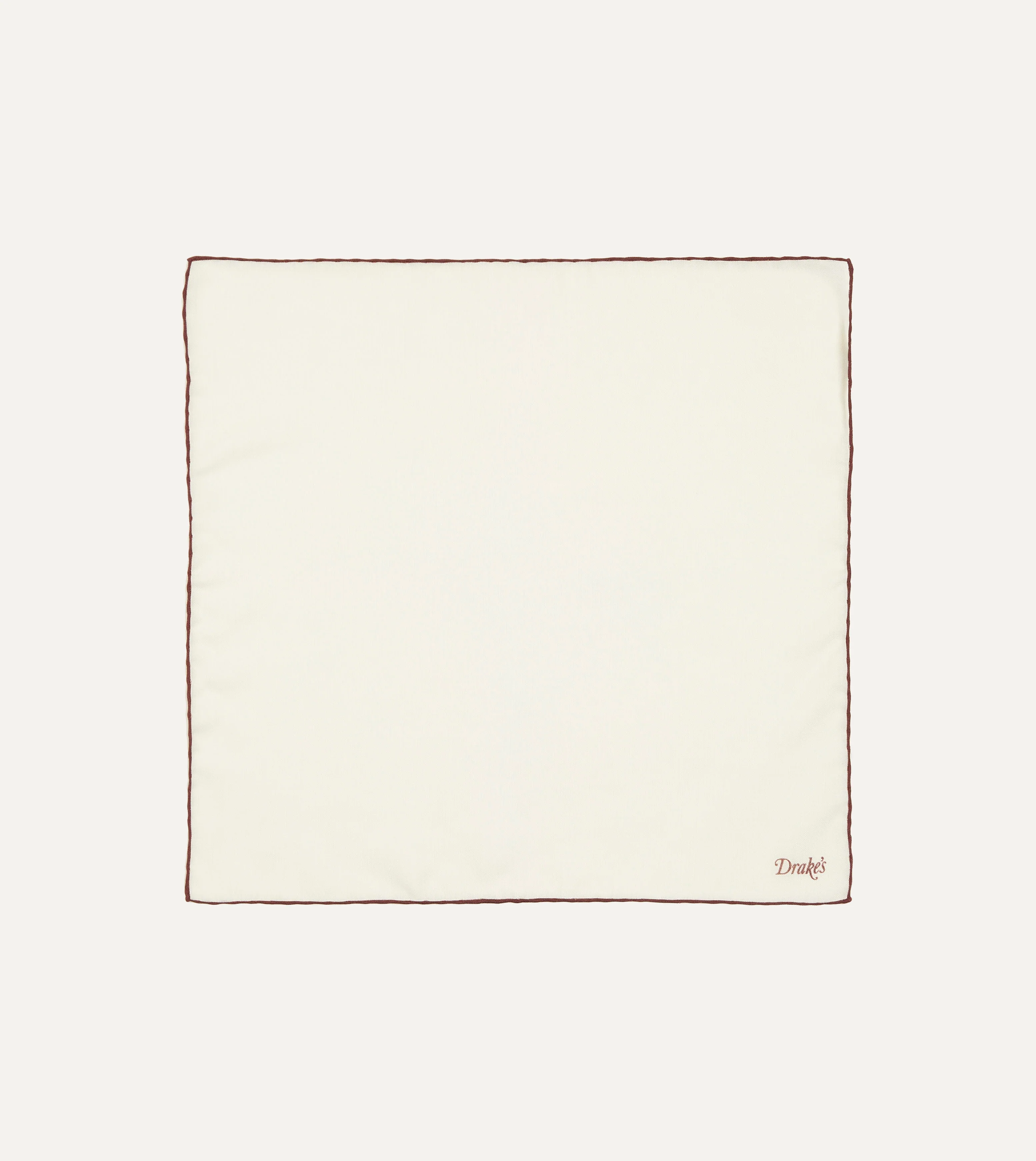 Ivory and Burgundy Shoestring Border Silk Pocket Square