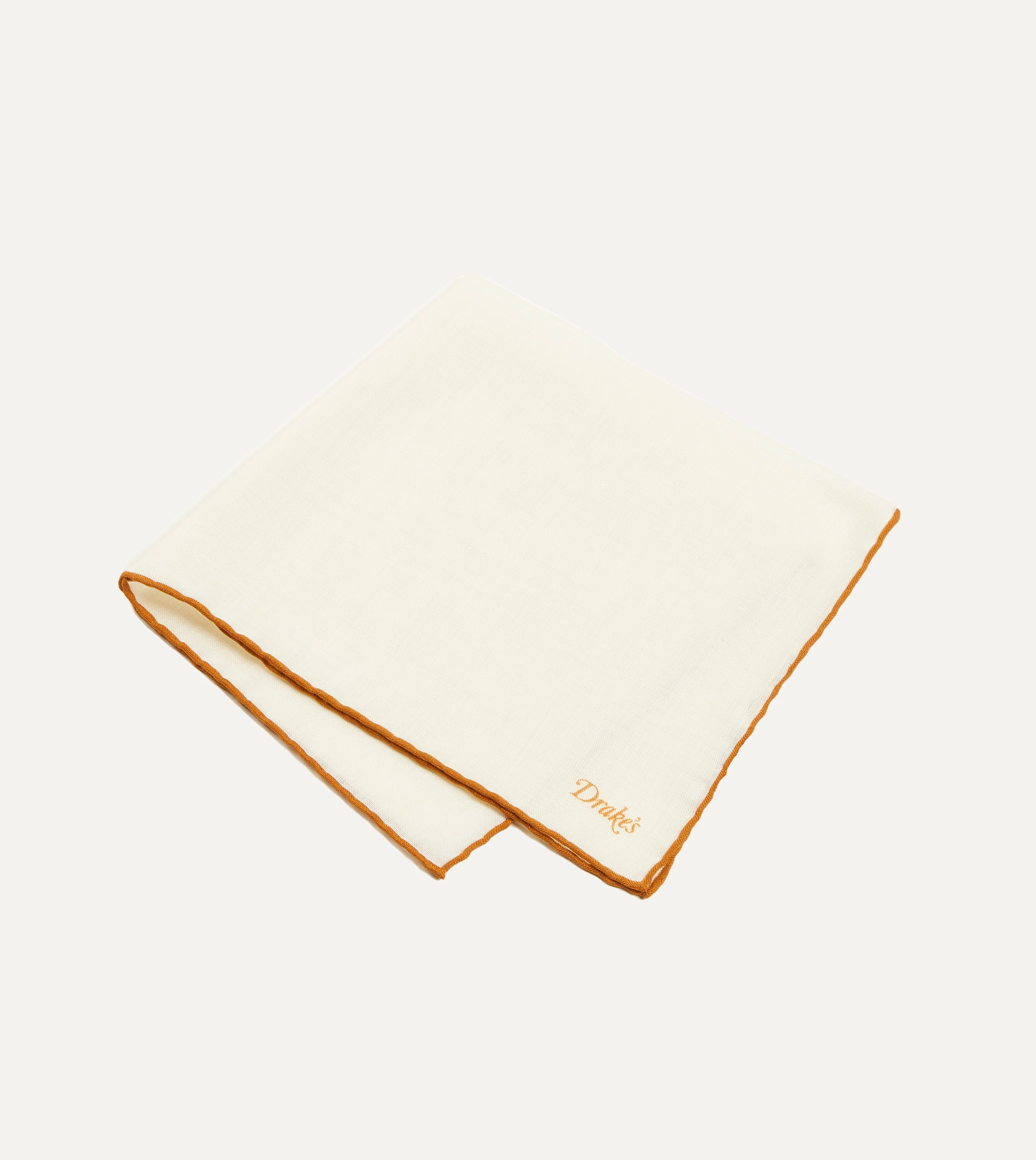 Ivory and Gold Shoestring Border Silk Pocket Square - Image 3
