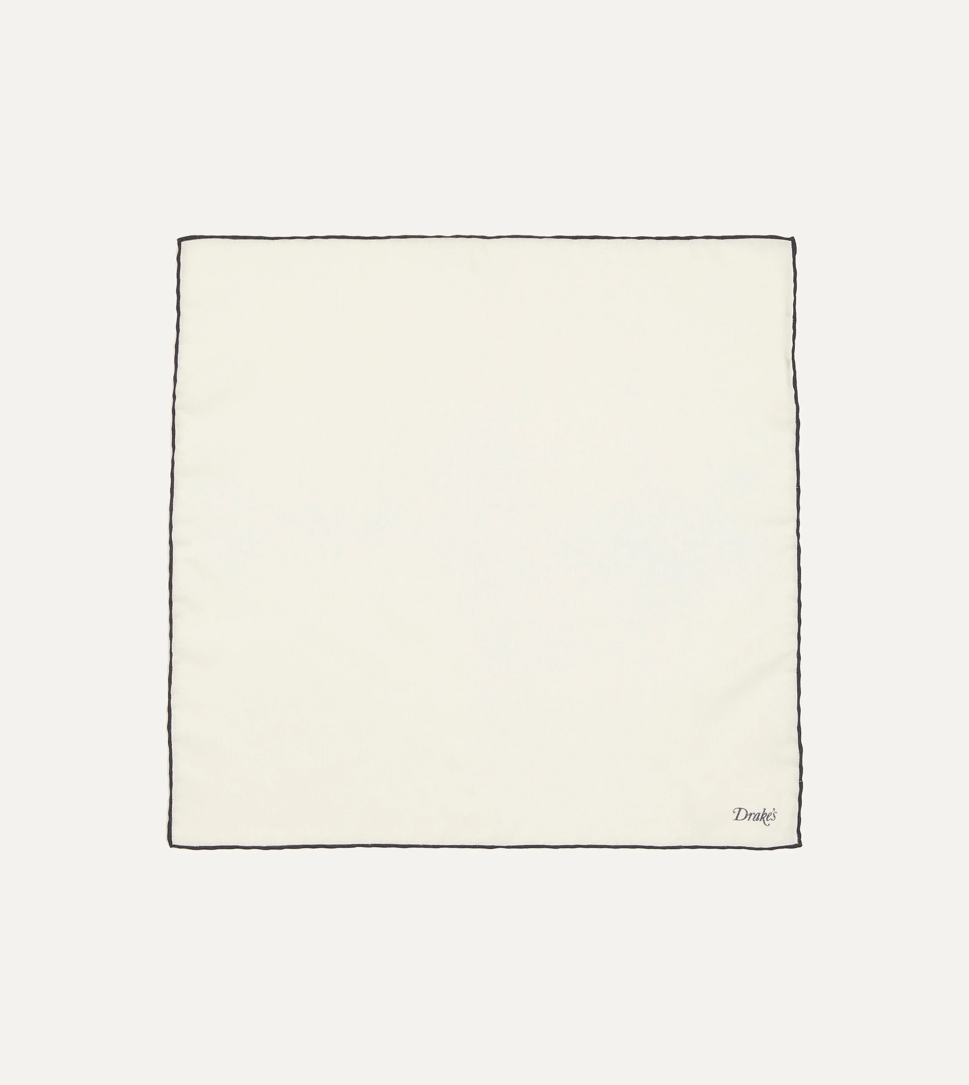 Ivory and Navy Shoestring Border Silk Pocket Square