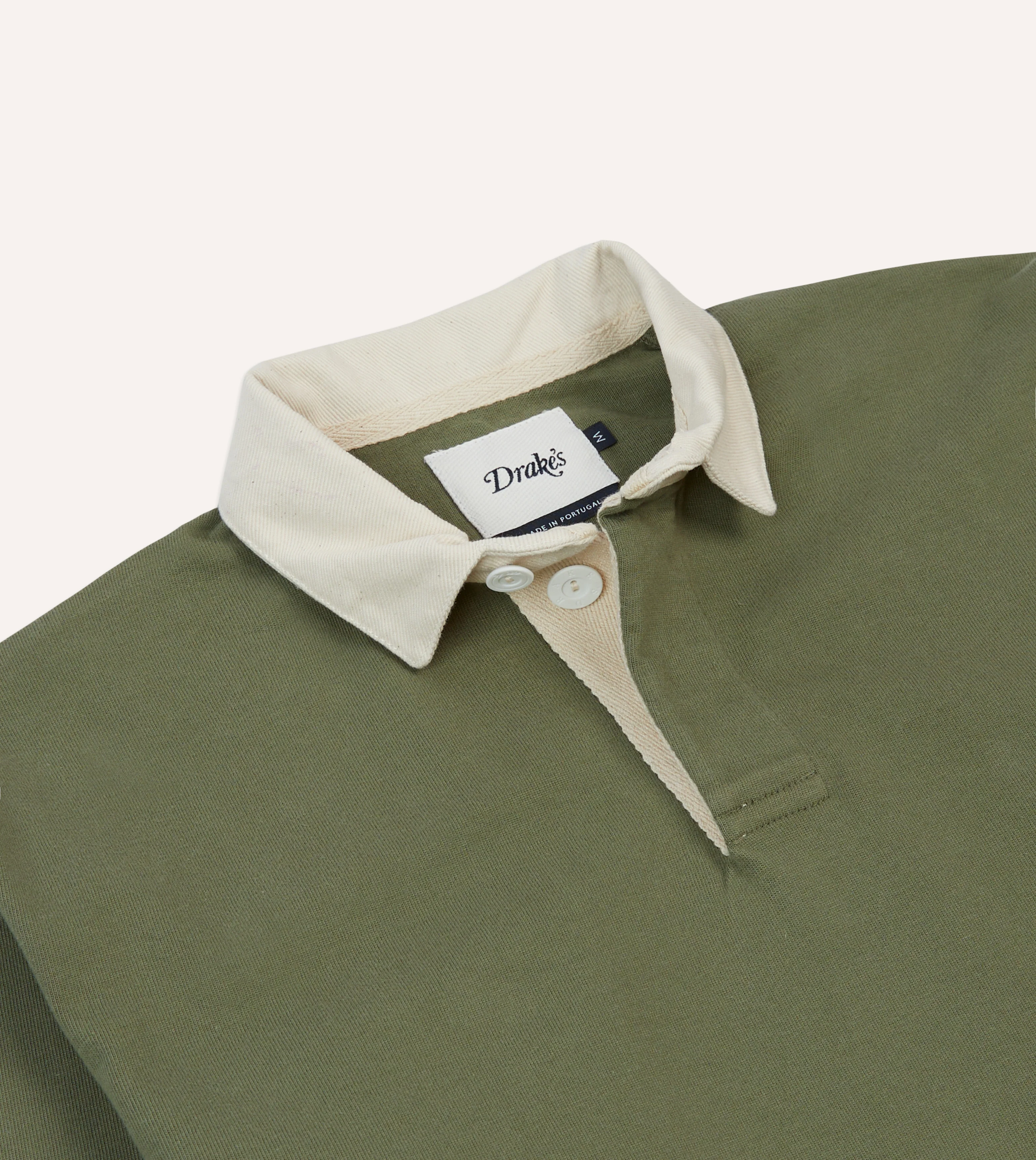 Khaki, Burgundy and Ecru Half Striped Cotton Rugby Shirt - Image 3