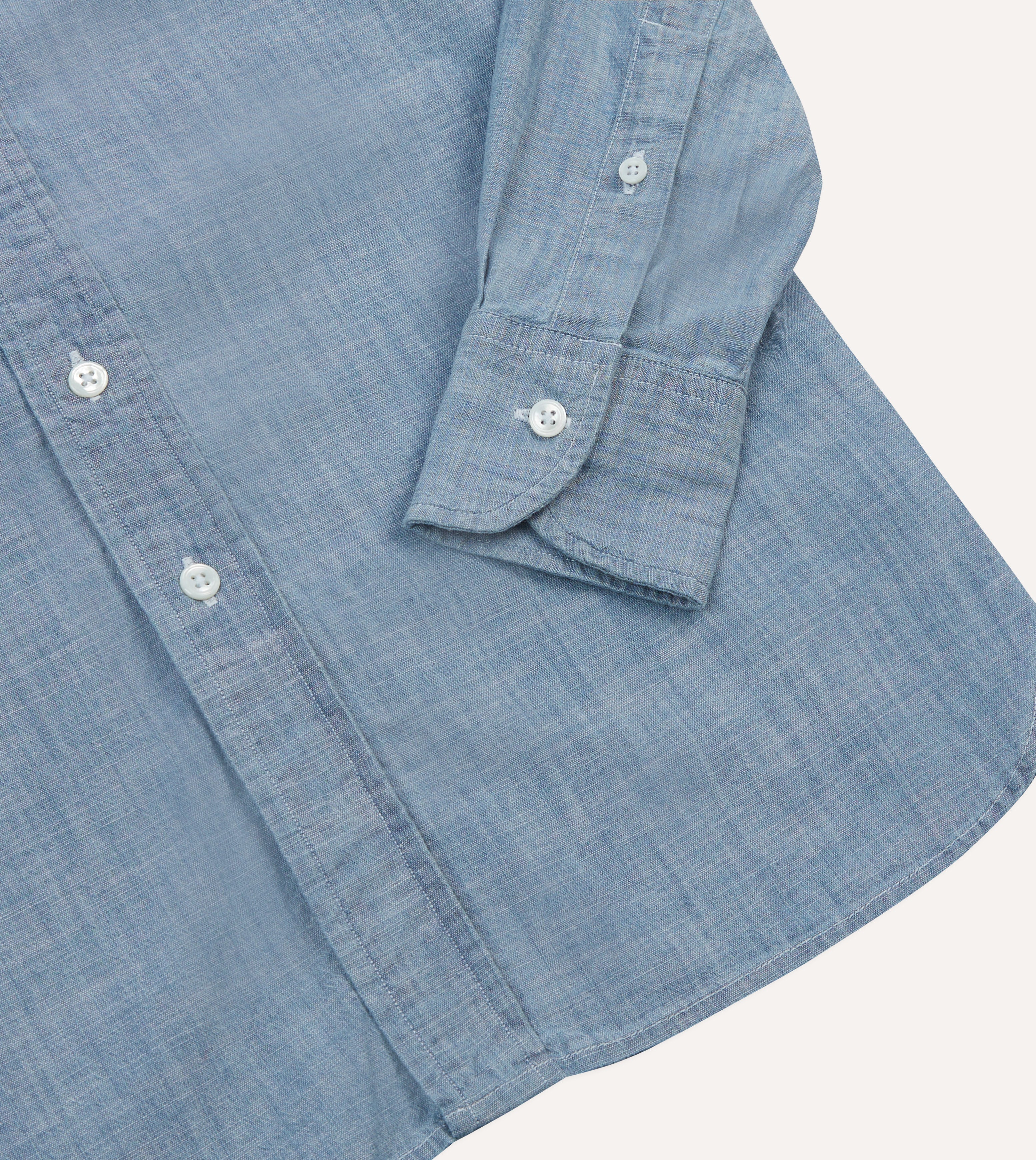 Light Blue Cotton Chambray Button-Down Shirt - Image 6