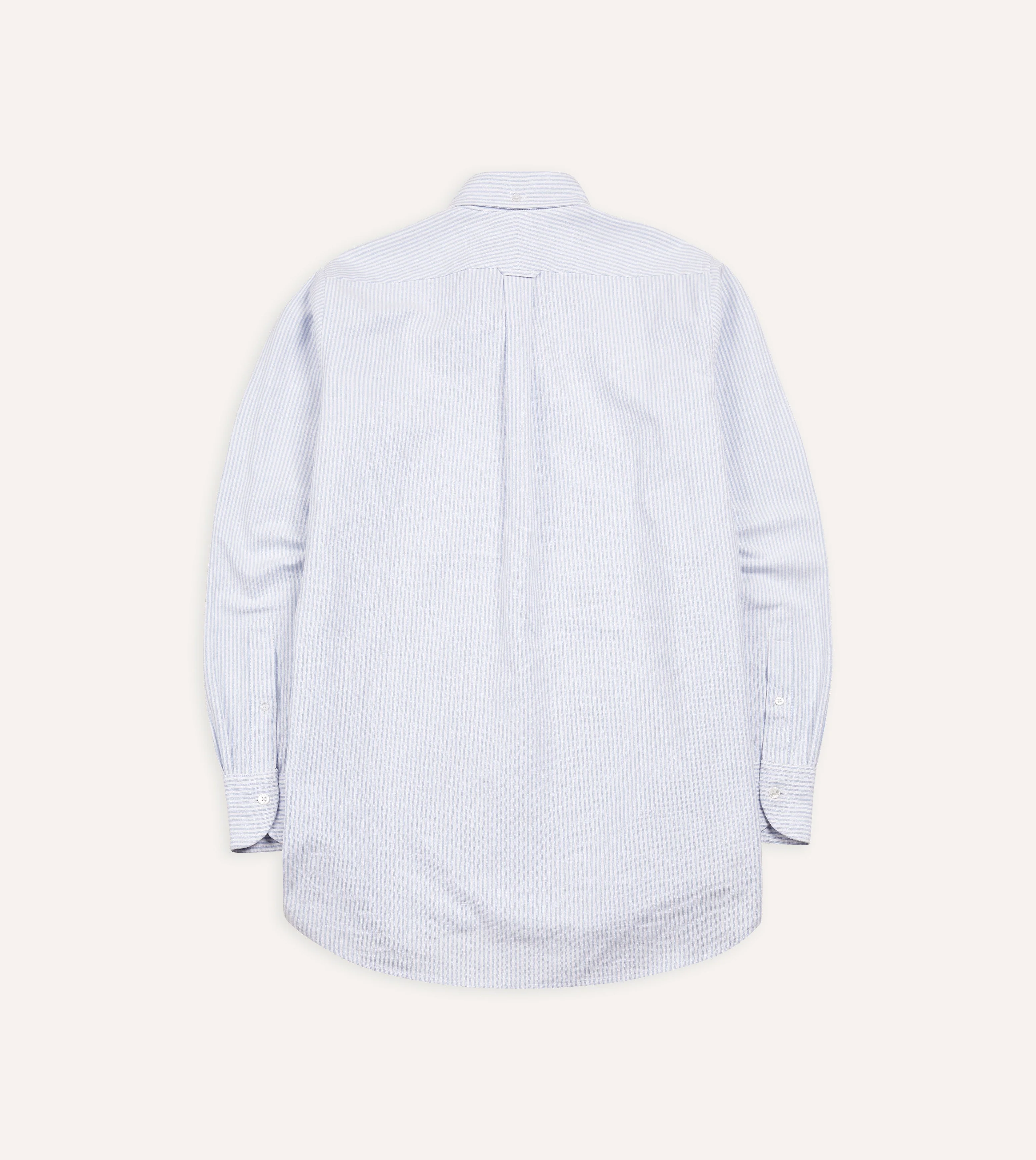 Light Blue Ticking Stripe Cotton Oxford Cloth Button-Down Shirt - Image 5