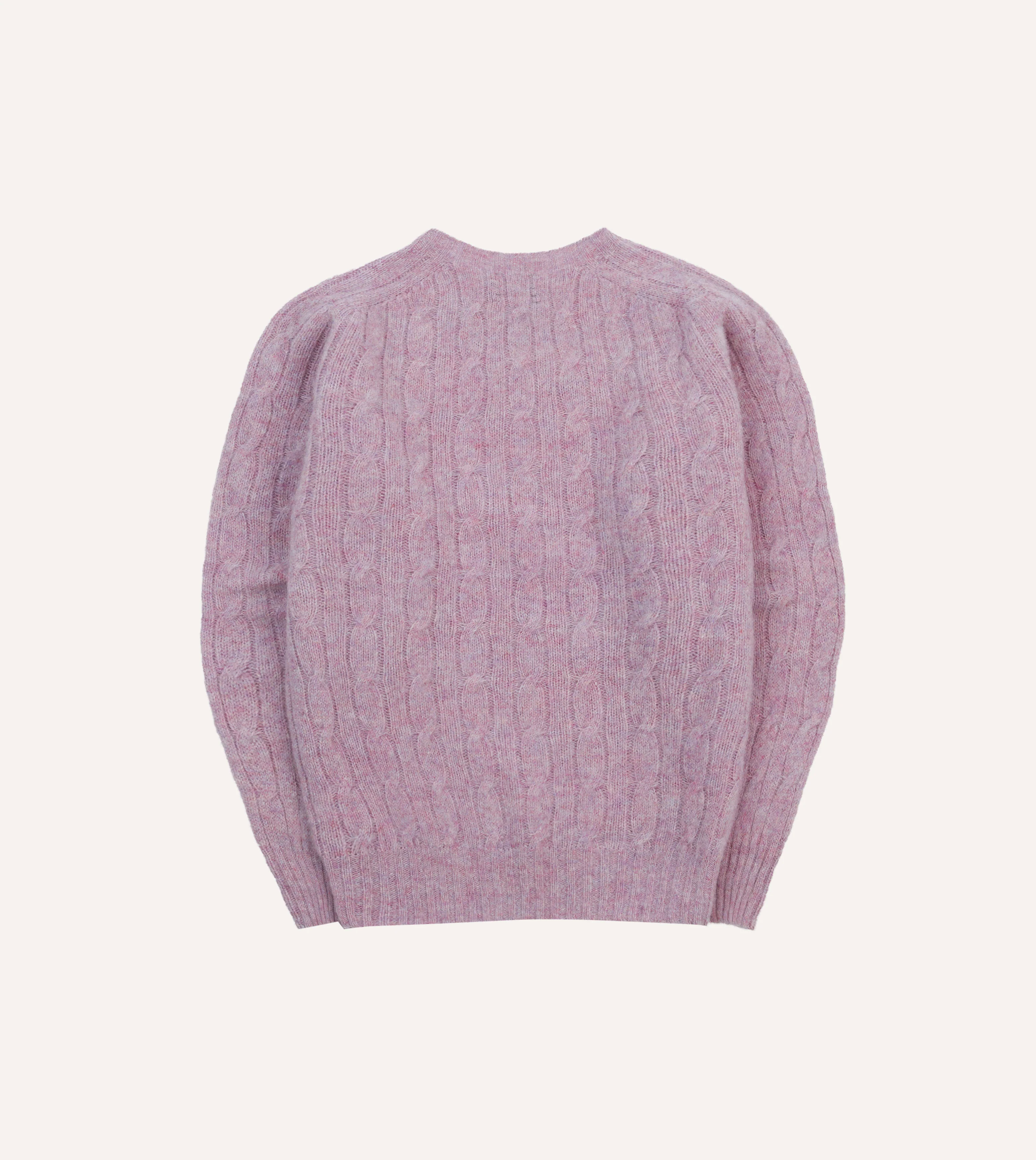 Lilac Brushed Cable Knit Shetland Crew Neck Jumper - Image 5