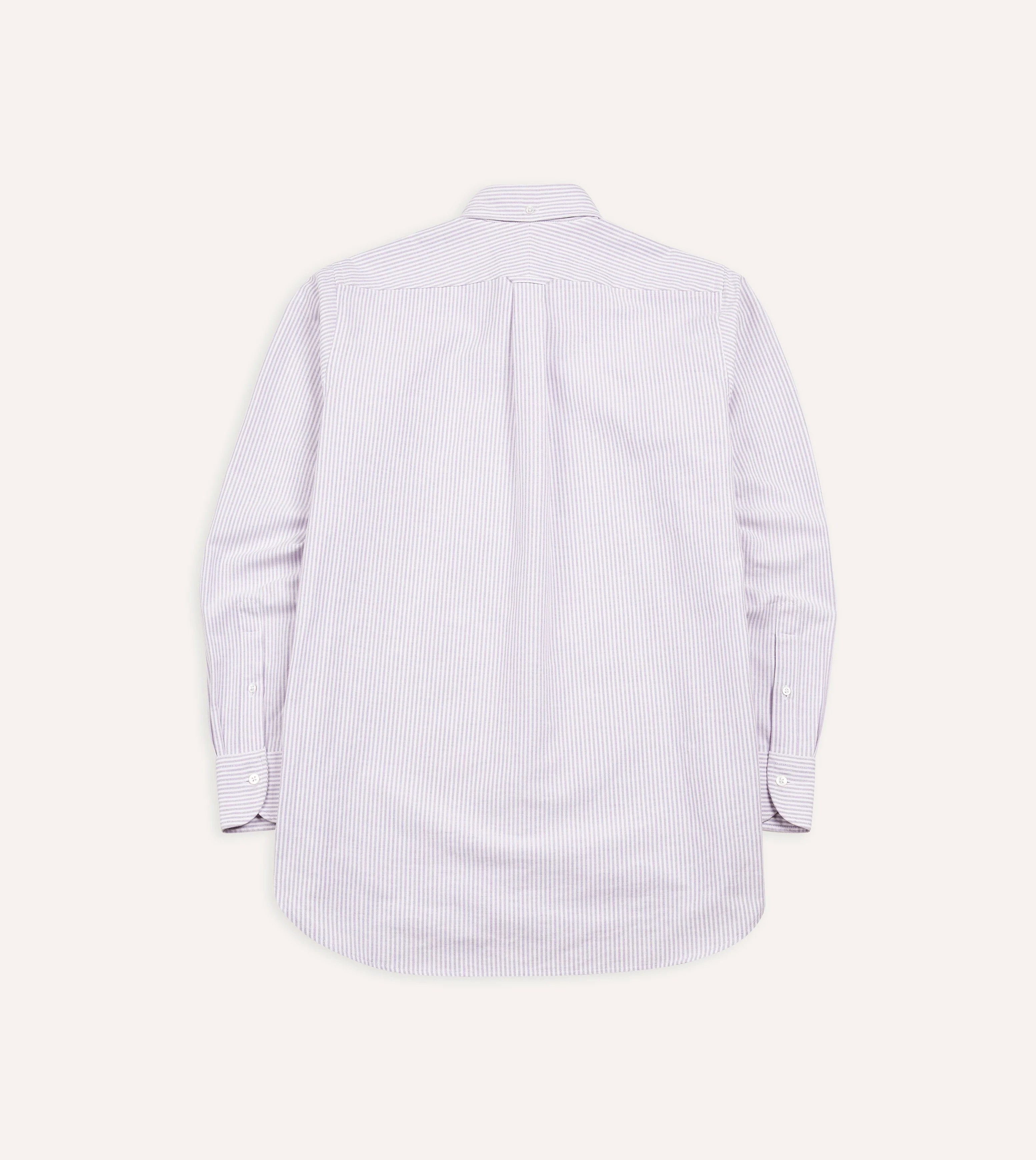 Lilac Ticking Stripe Cotton Oxford Cloth Button-Down Shirt - Image 5