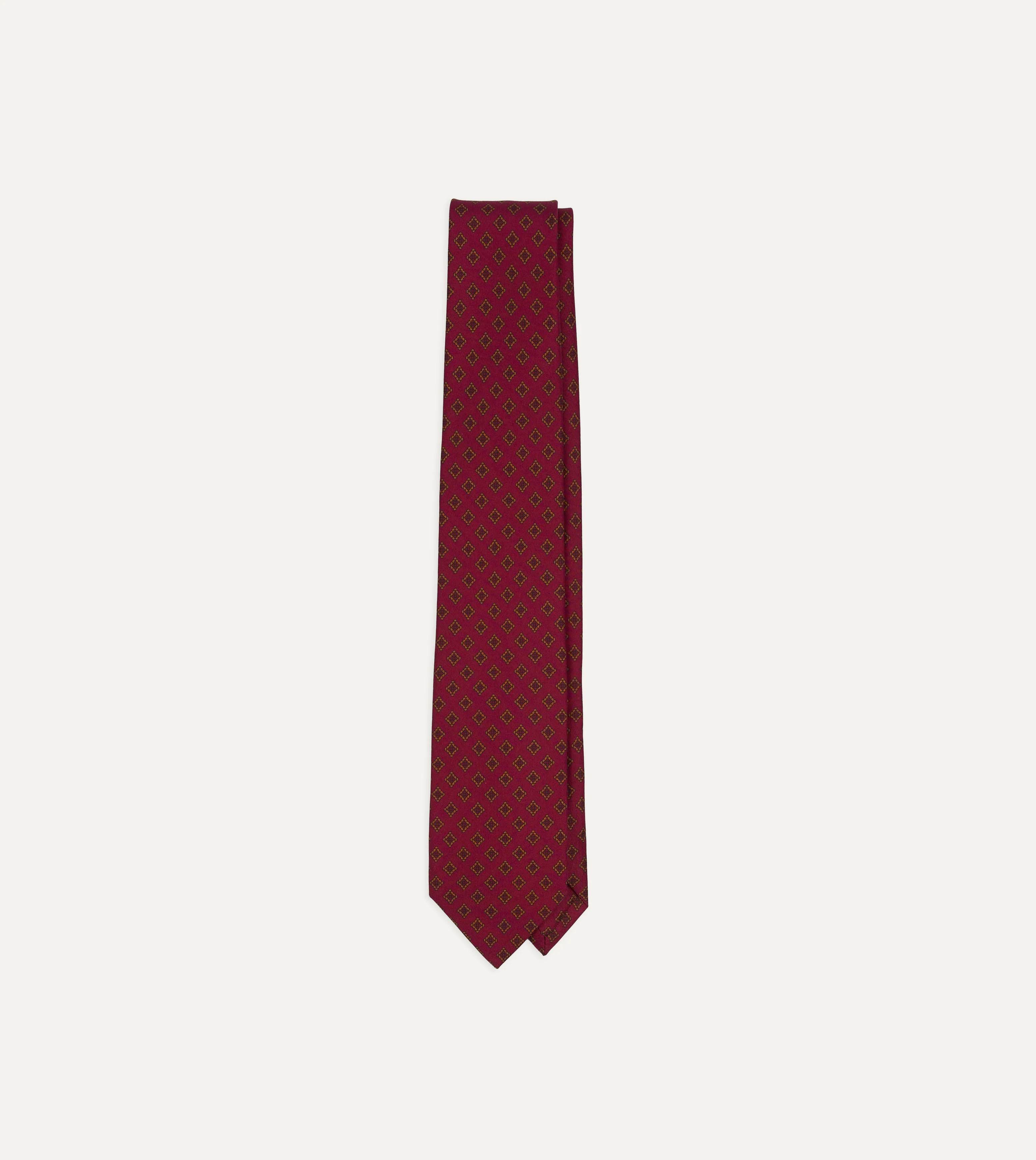 Magenta Diamond Medallion Self-Tipped Silk Tie - Image 2