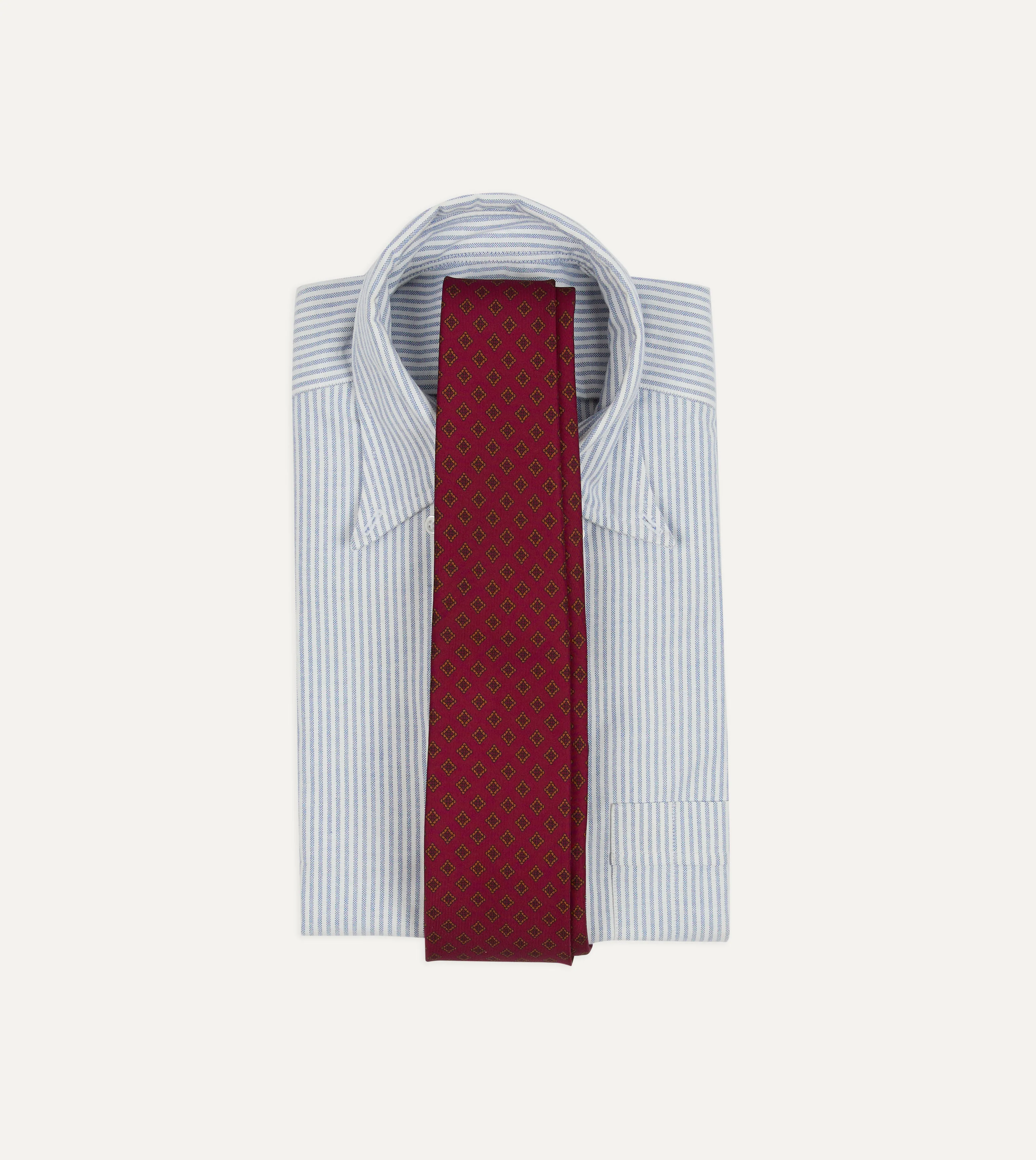 Magenta Diamond Medallion Self-Tipped Silk Tie - Image 3