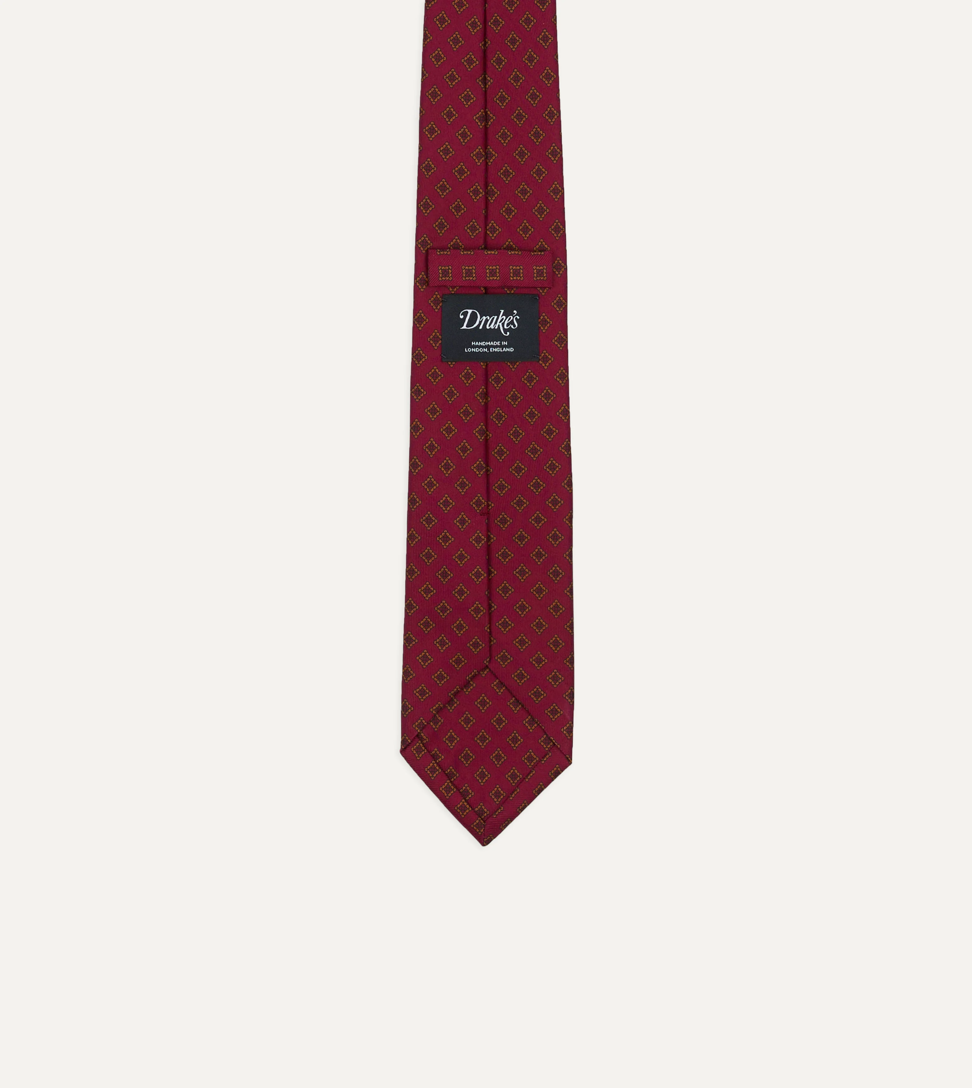 Magenta Diamond Medallion Self-Tipped Silk Tie - Image 5