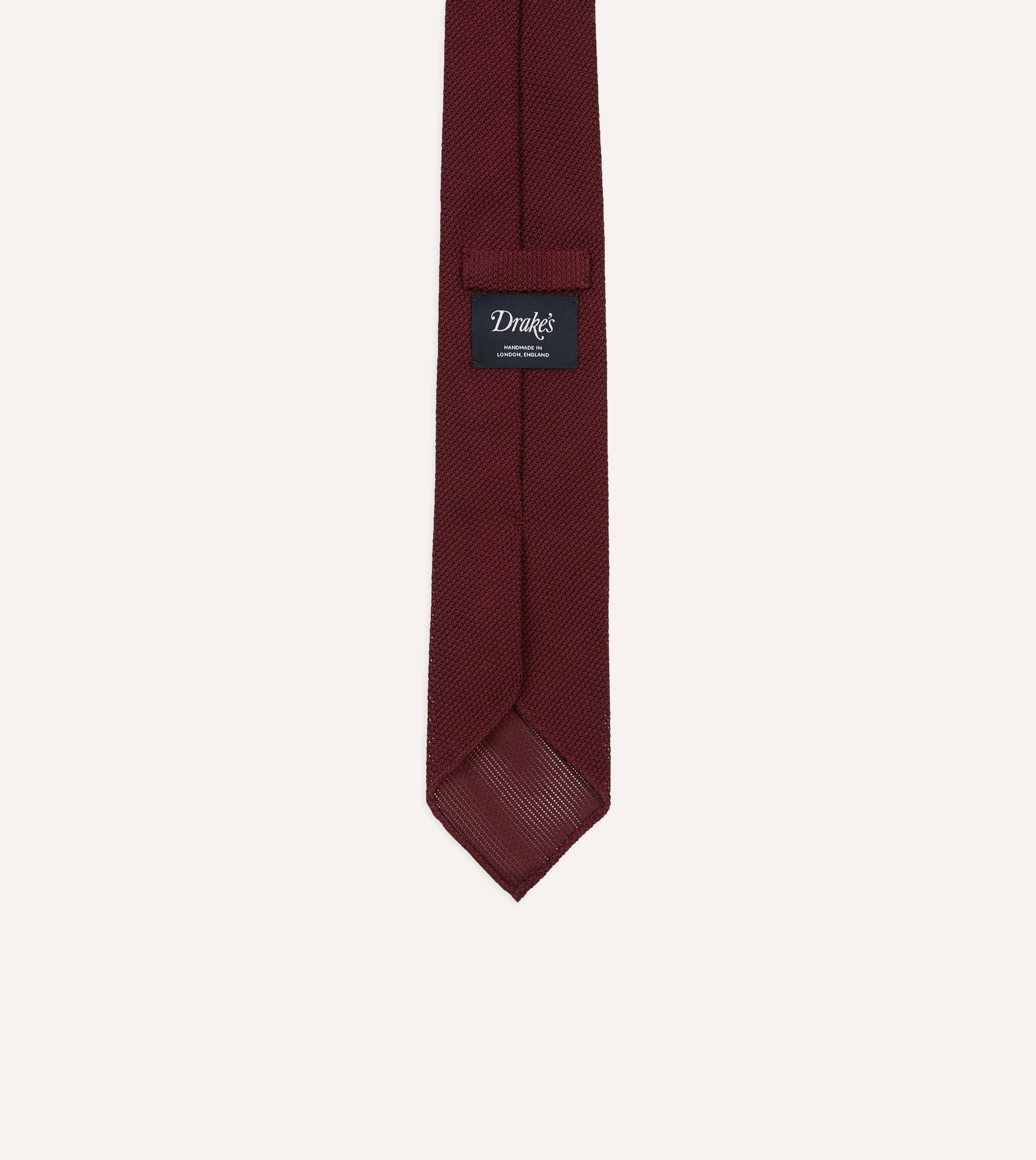 Maroon Fine Woven Grenadine Silk Hand Rolled Tie - Image 4