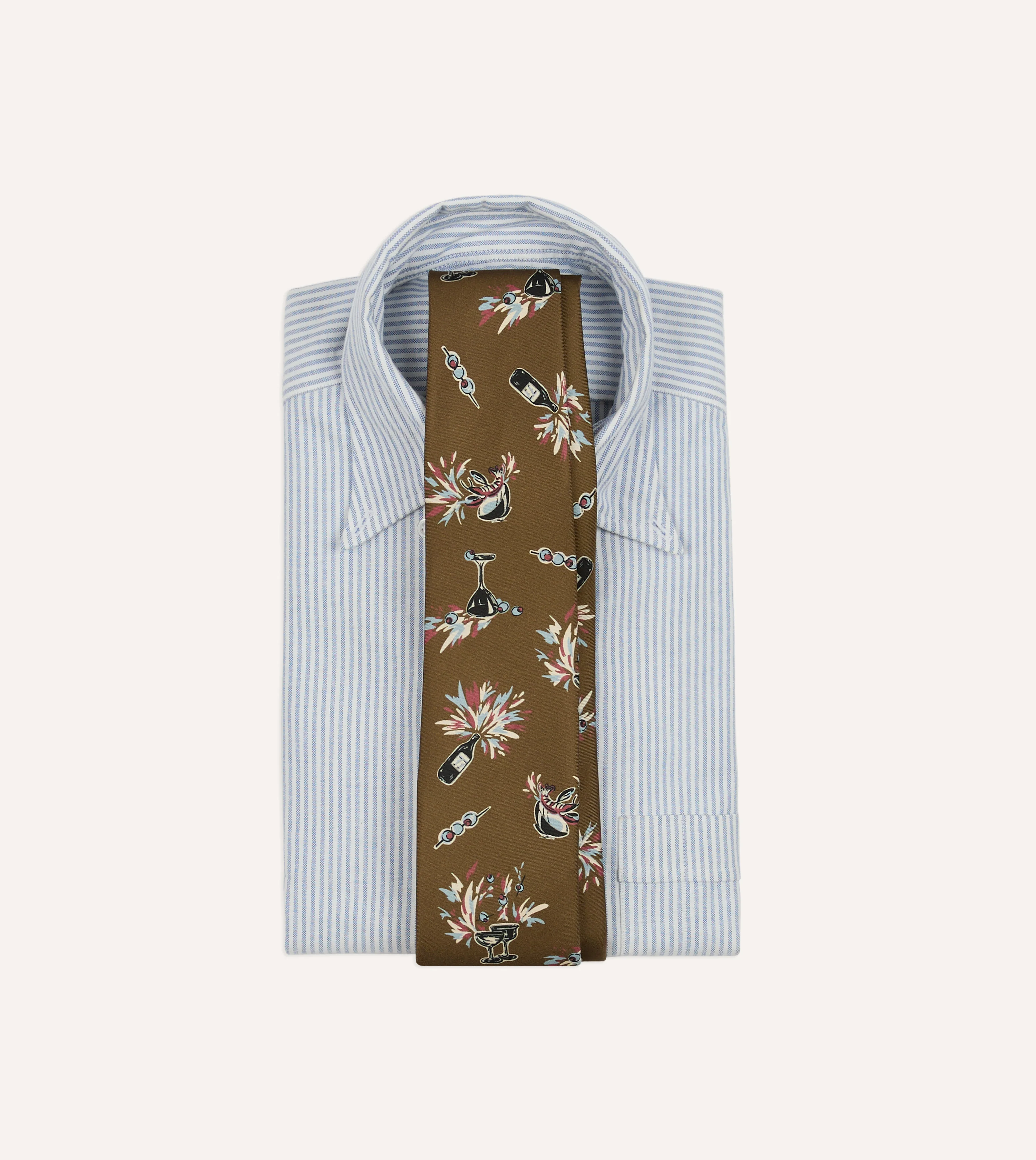Martini Print Silk Self Tipped Tie - Image 2